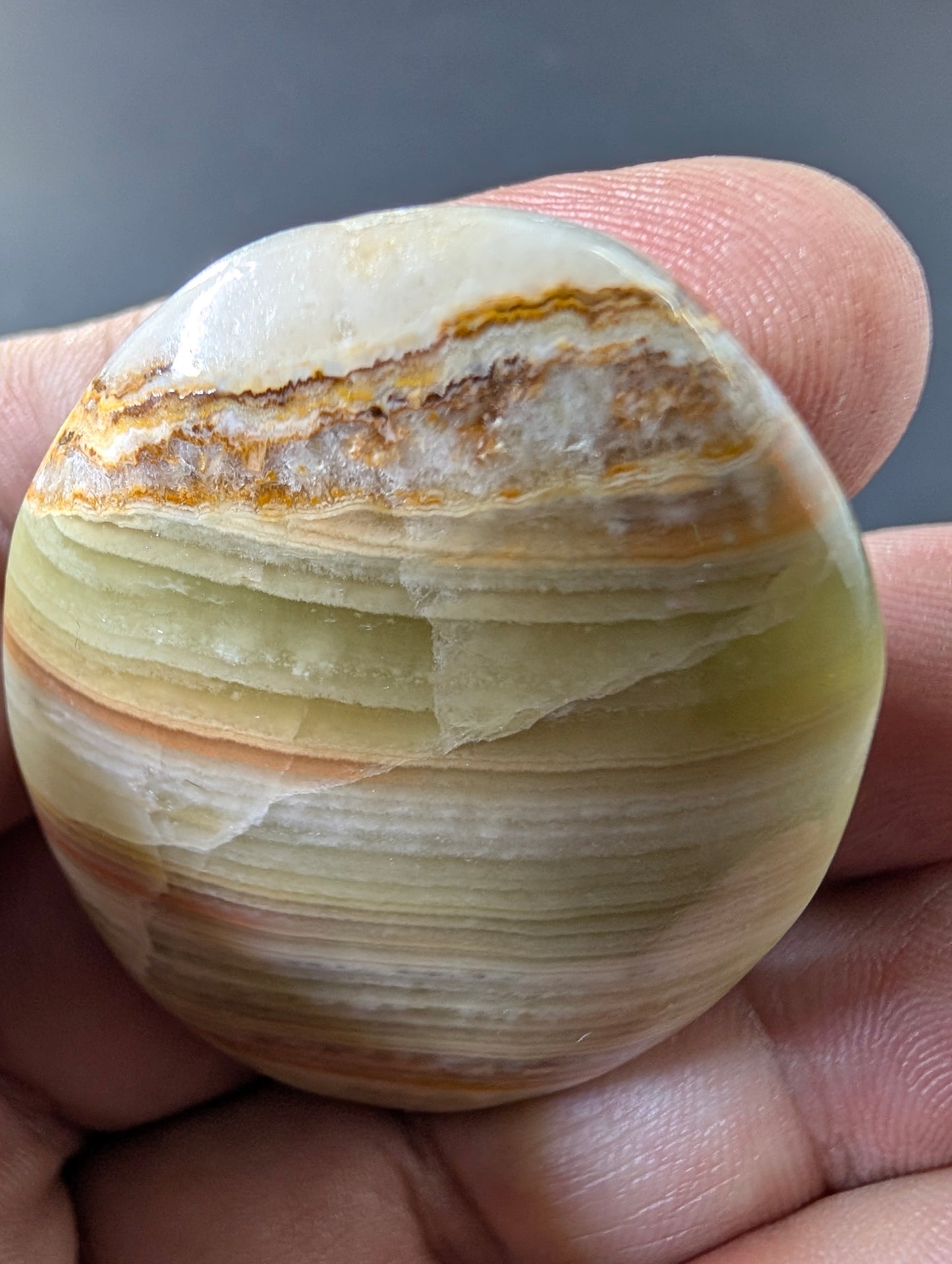 Green Banded Calcite Cabochon