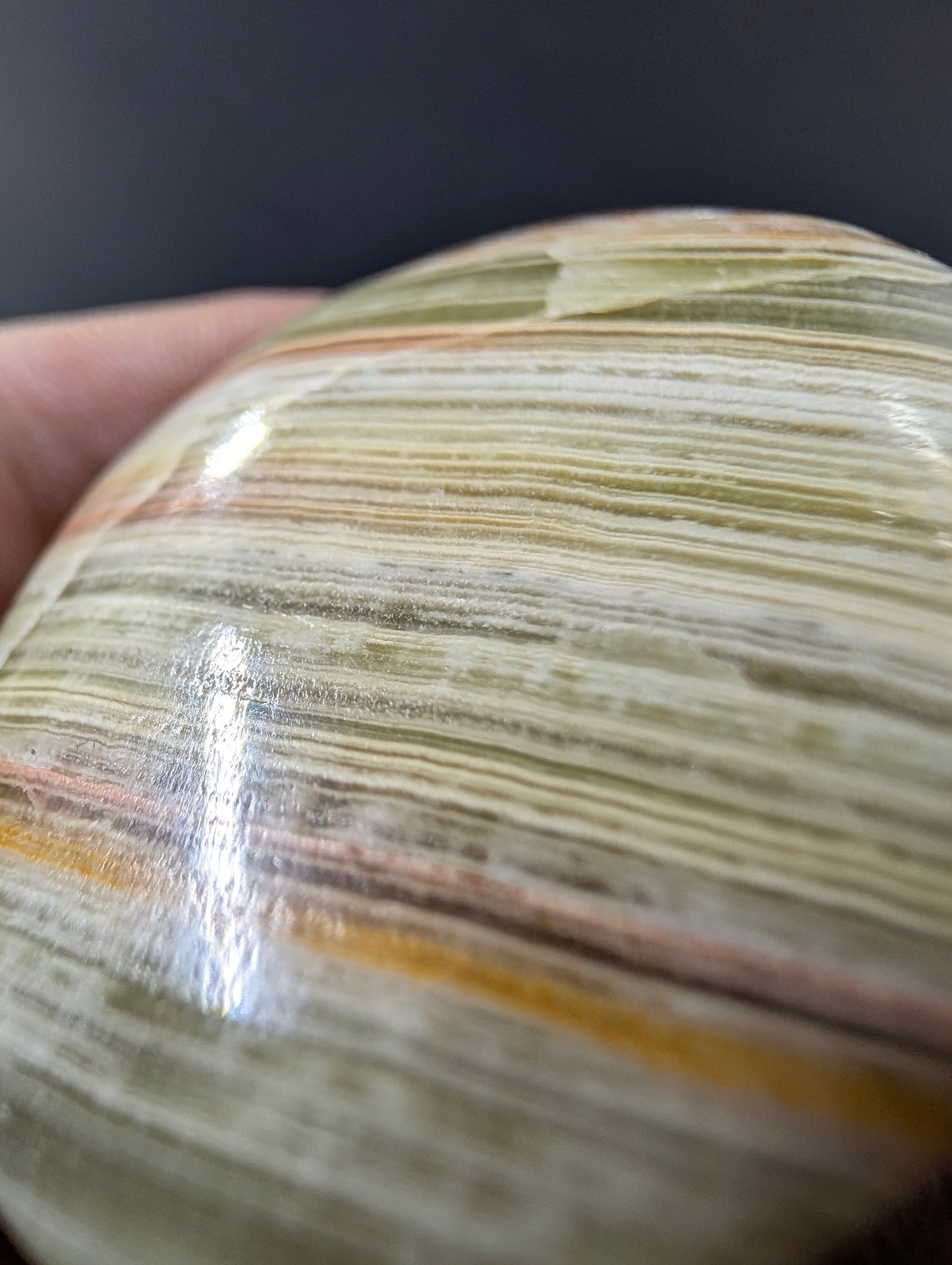 Green Banded Calcite Cabochon