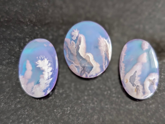 Purple Plume Aurora Doublet Cabochon Matching Pendant & Earing Set. 1/7