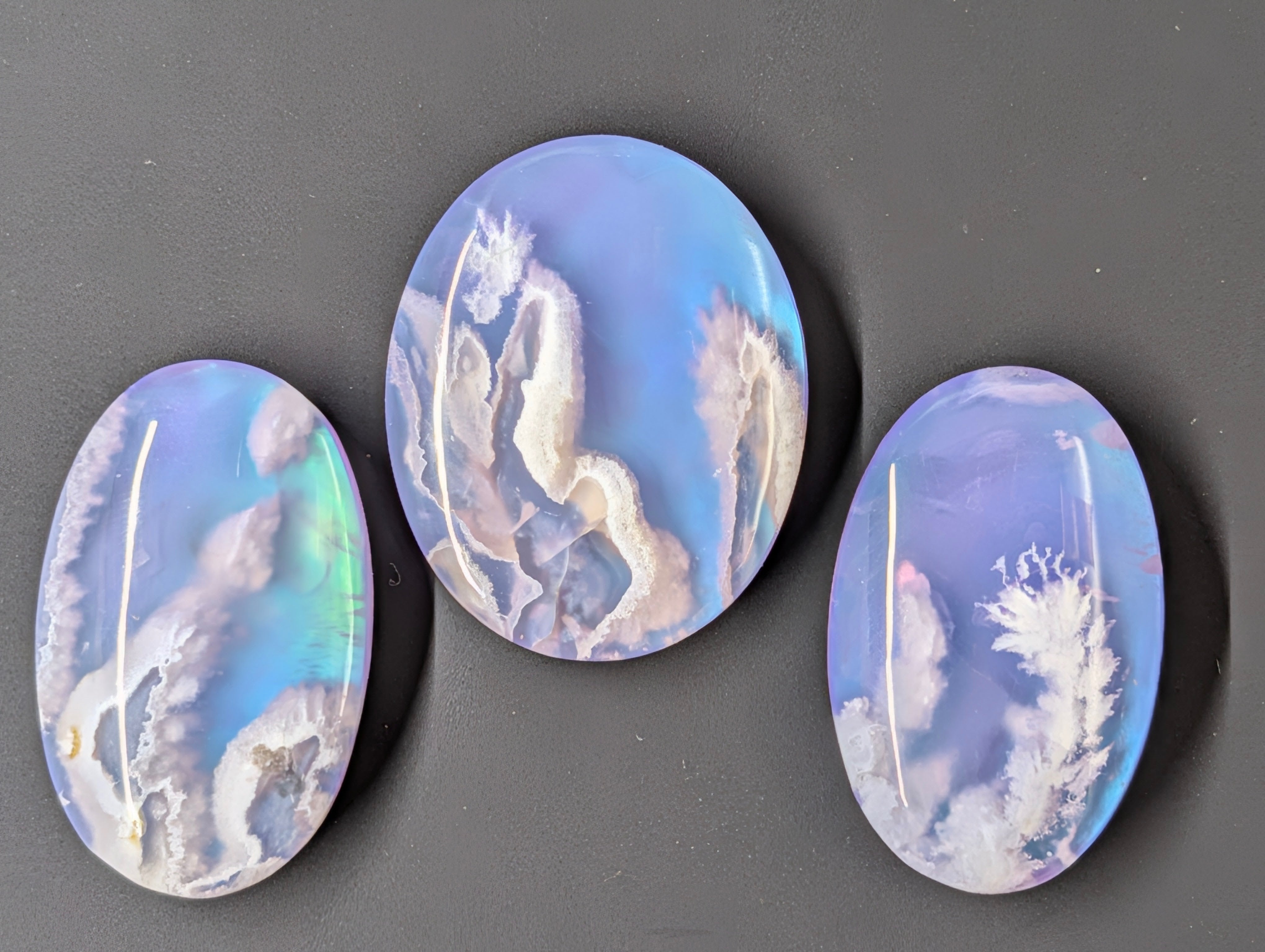 Purple Plume Aurora Doublet Cabochon Matching Pendant & Earing Set. 1/7 by Sacred Alchemy Studios