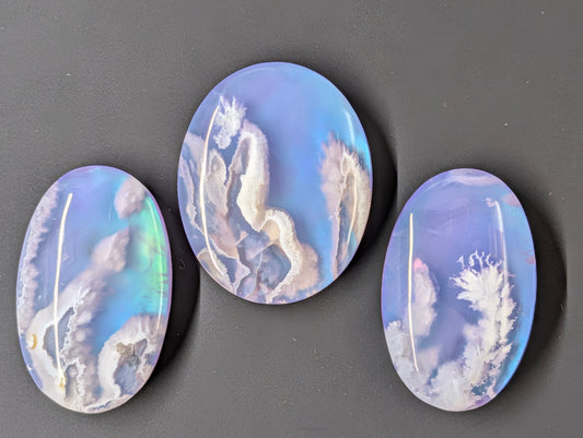 Purple Plume Aurora Doublet Cabochon Matching Pendant & Earing Set. 1/7