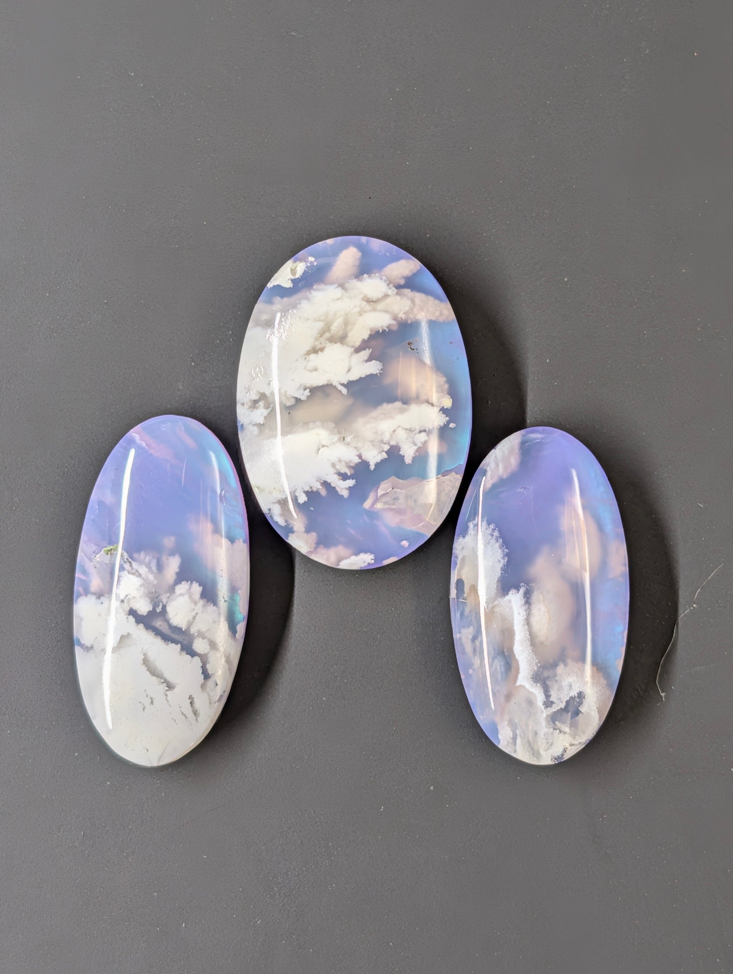 Purple Plume Aurora Doublet Cabochon Matching Pendant & Earing Set. 2/7