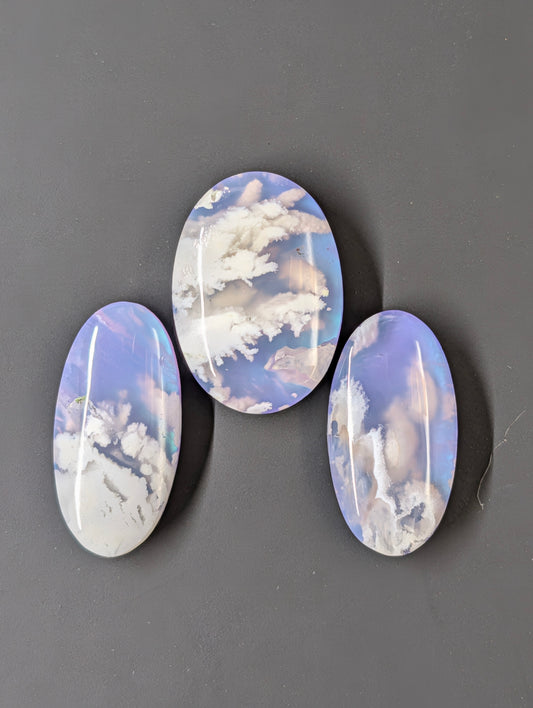 Purple Plume Aurora Doublet Cabochon Matching Pendant & Earing Set. 2/7