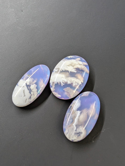 Purple Plume Aurora Doublet Cabochon Matching Pendant & Earing Set. 2/7