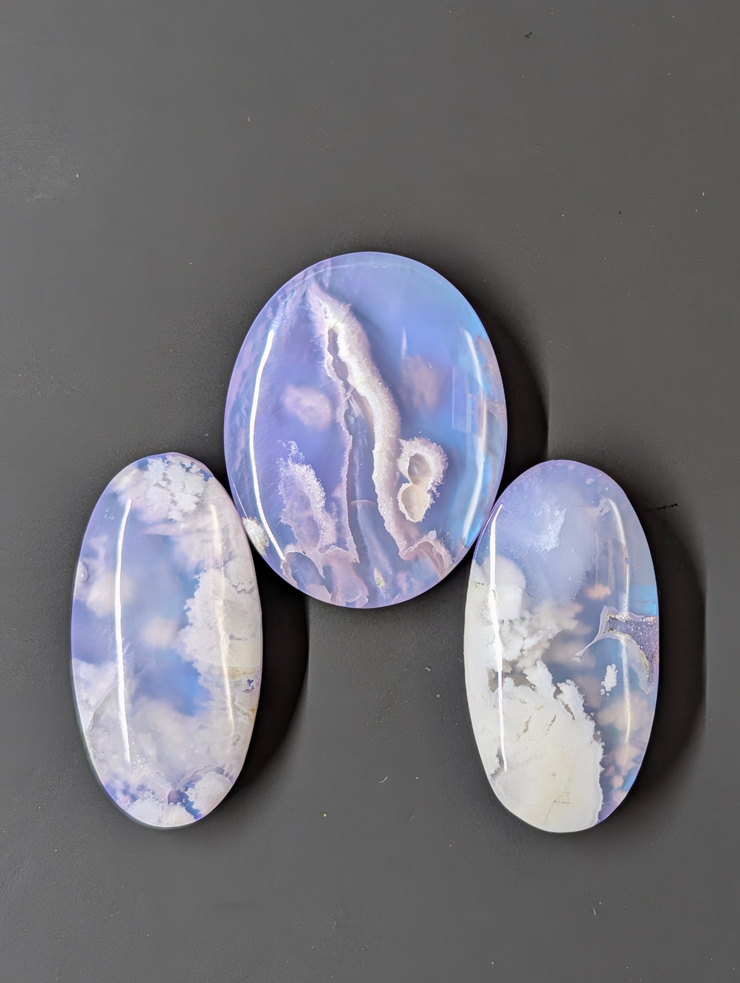 Purple Plume Aurora Doublet Cabochon Matching Pendant & Earing Set. 3/7