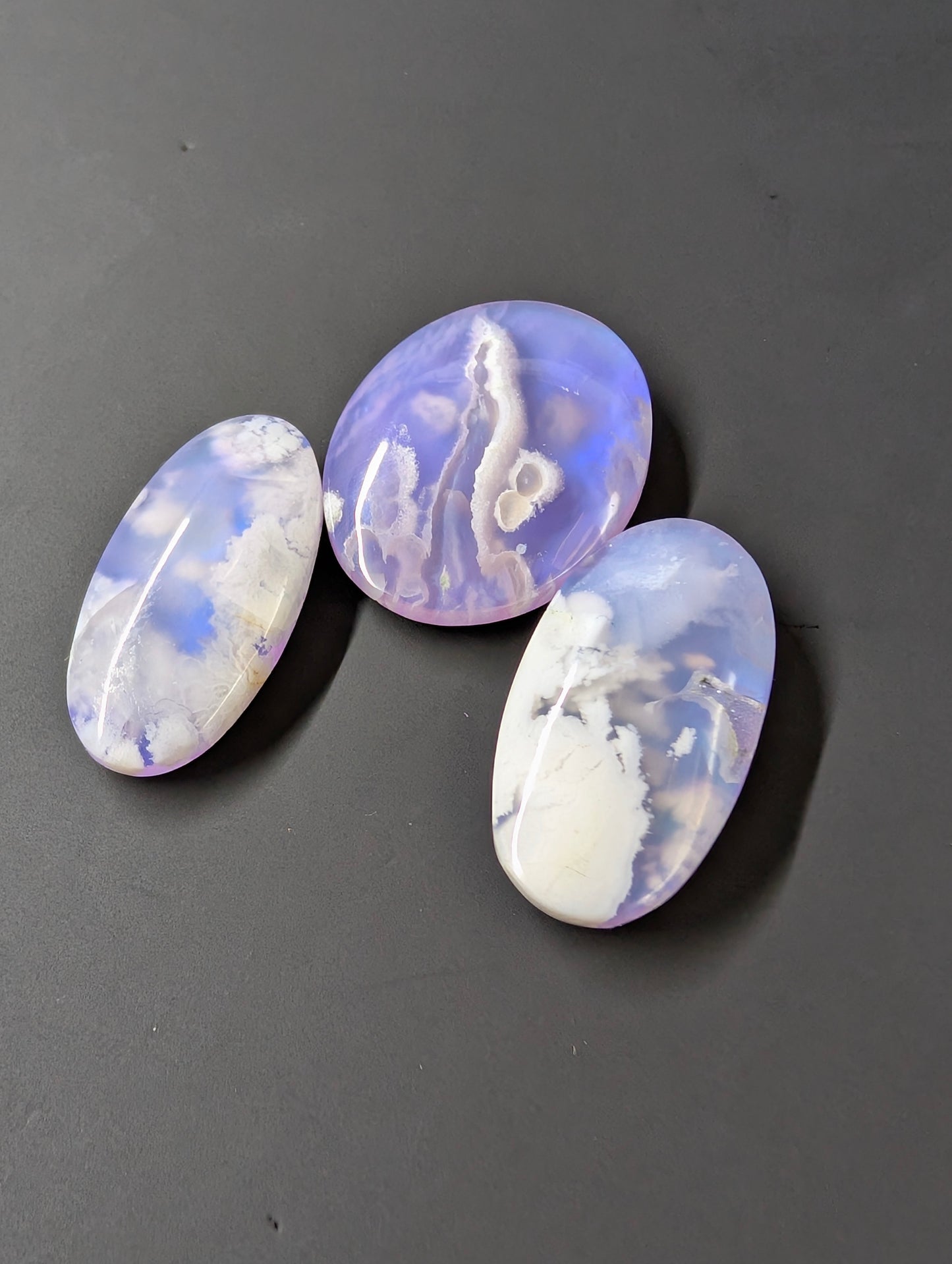 Purple Plume Aurora Doublet Cabochon Matching Pendant & Earing Set. 3/7