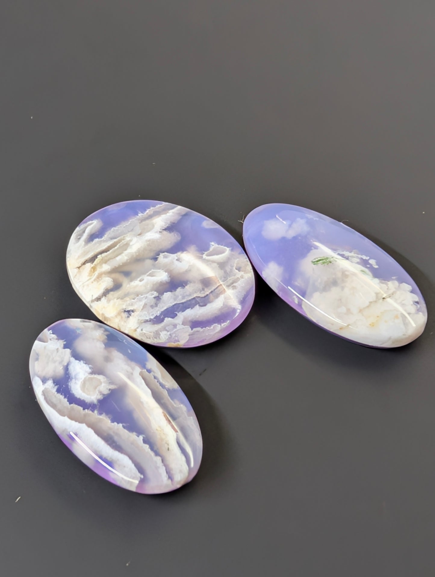 Purple Plume Aurora Doublet Cabochon Matching Pendant & Earing Set. 4/7