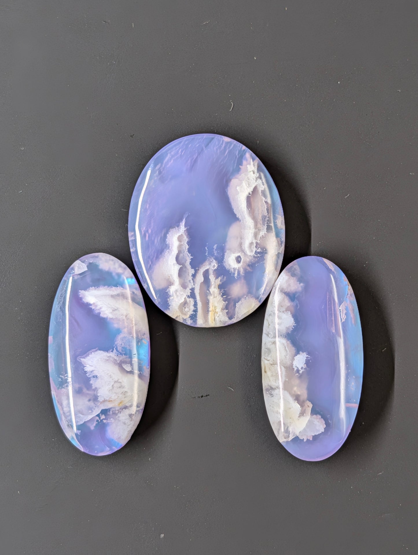 Purple Plume Aurora Doublet Cabochon Matching Pendant & Earing Set. 6/7