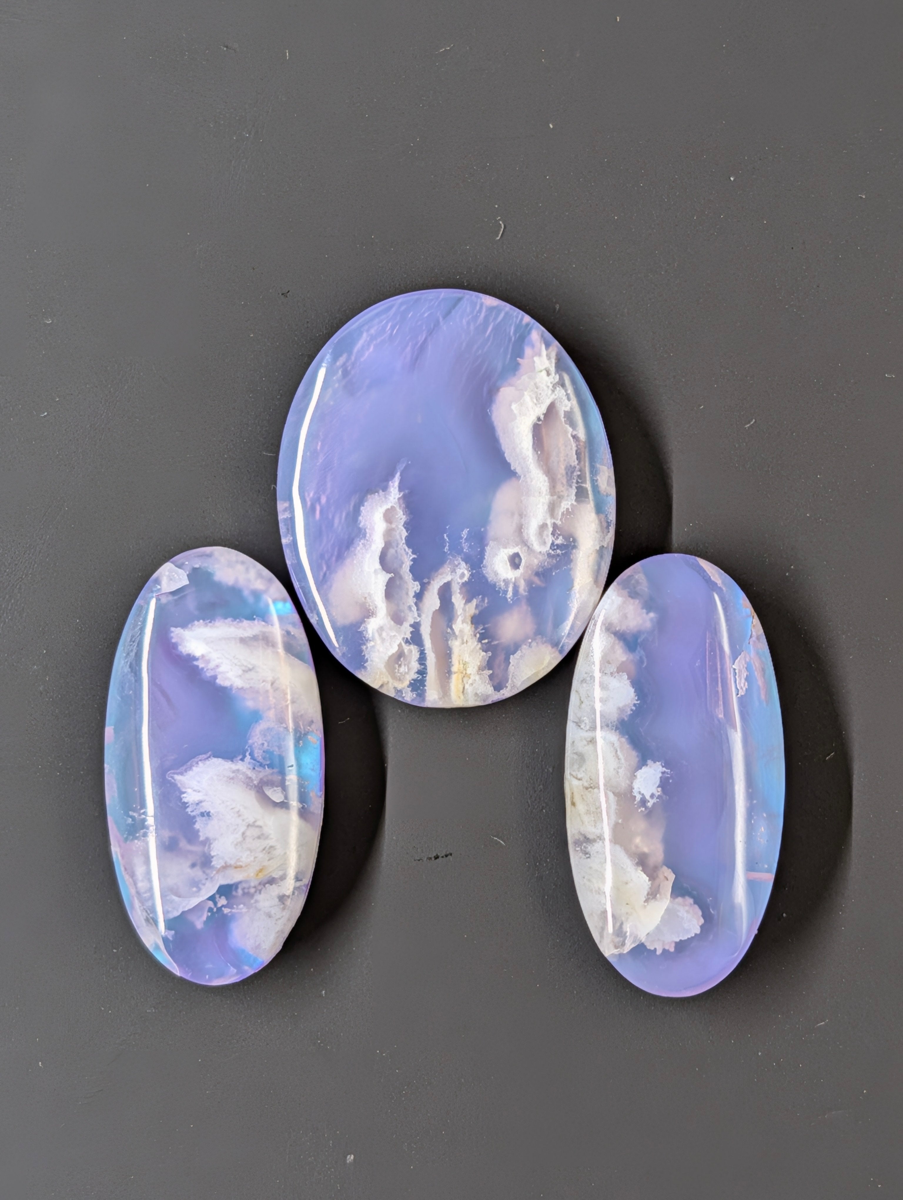 Purple Plume Aurora Doublet Cabochon Matching Pendant & Earing Set. 6/7 by Sacred Alchemy Studios