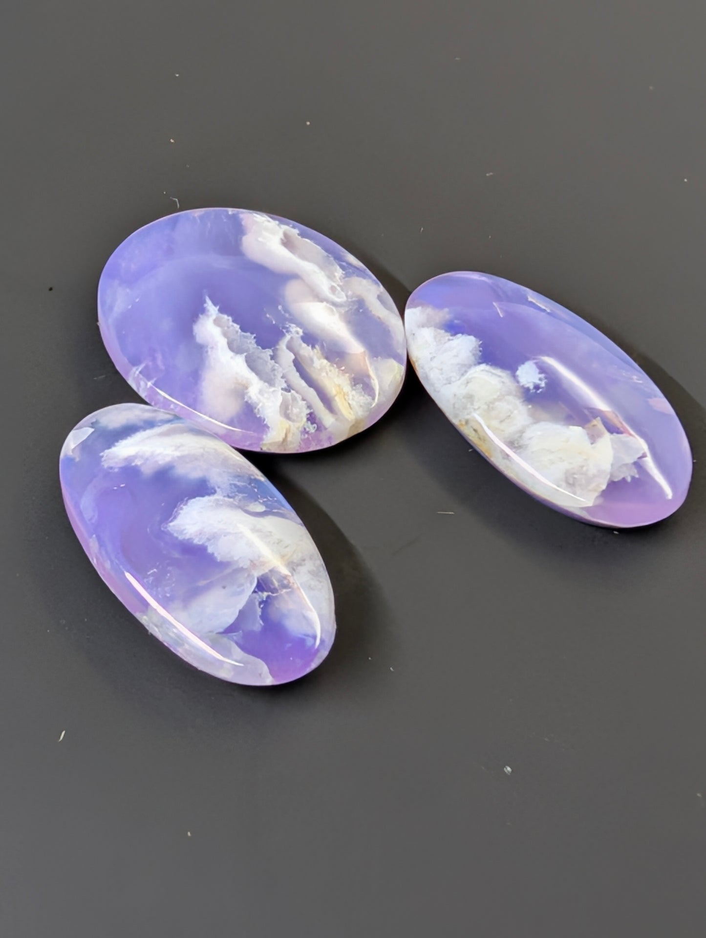 Purple Plume Aurora Doublet Cabochon Matching Pendant & Earing Set. 6/7