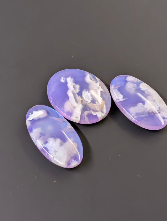 Purple Plume Aurora Doublet Cabochon Matching Pendant & Earing Set. 5/7