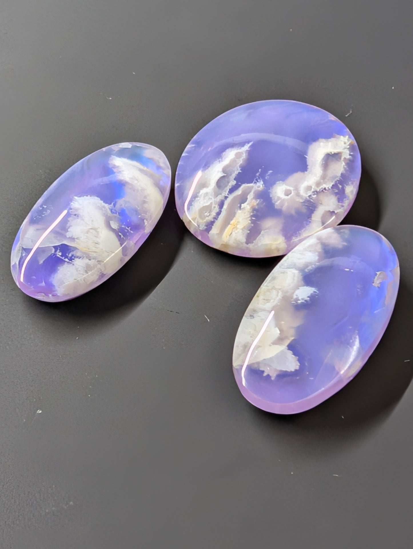 Purple Plume Aurora Doublet Cabochon Matching Pendant & Earing Set. 6/7