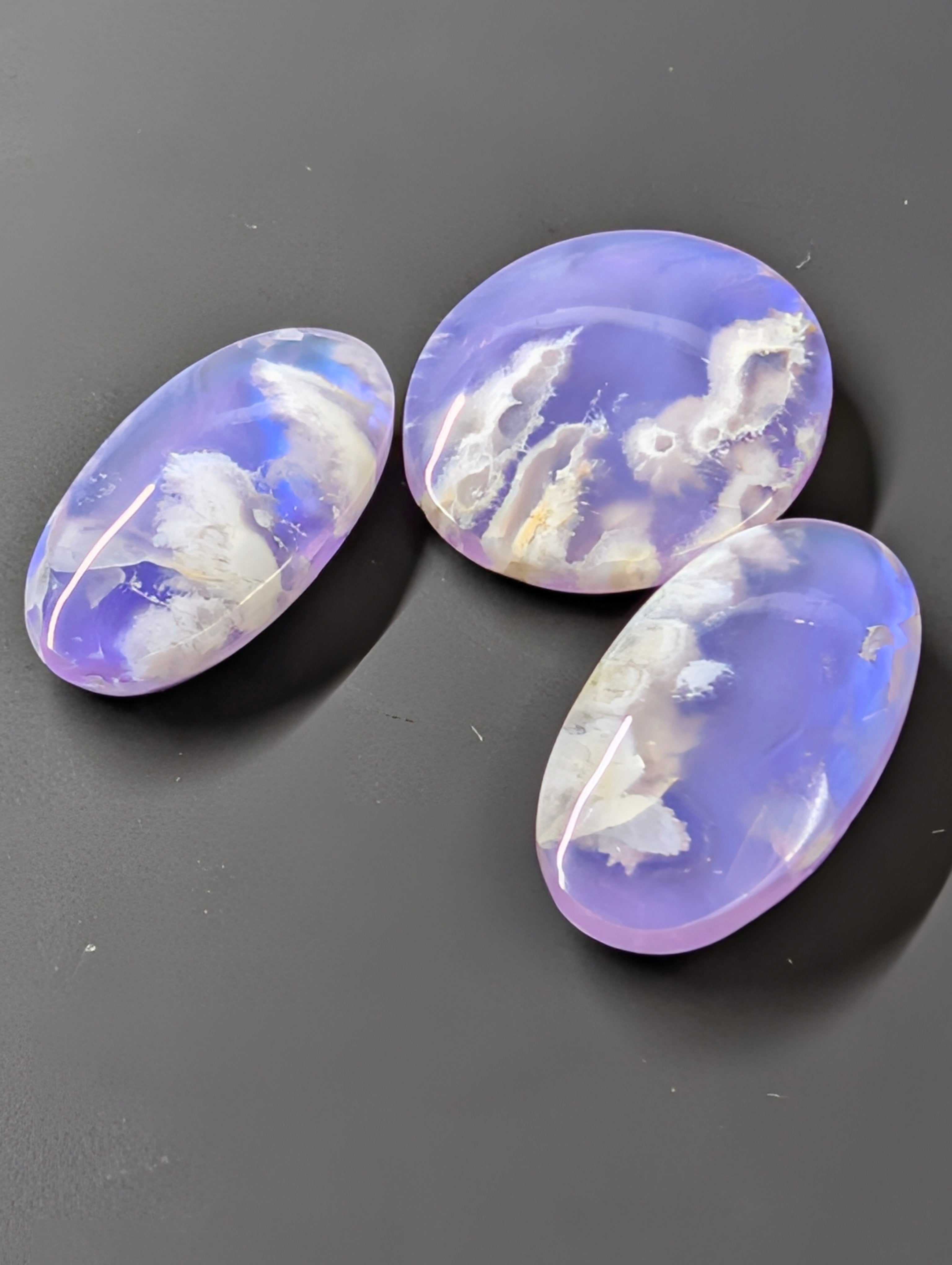Purple Plume Aurora Doublet Cabochon Matching Pendant & Earing Set. 6/7 by Sacred Alchemy Studios