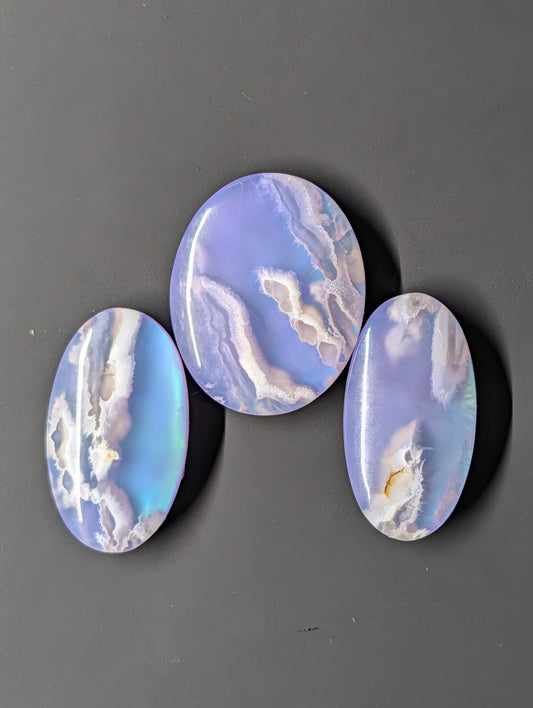 Purple Plume Aurora Doublet Cabochon Matching Pendant & Earing Set. 7/7