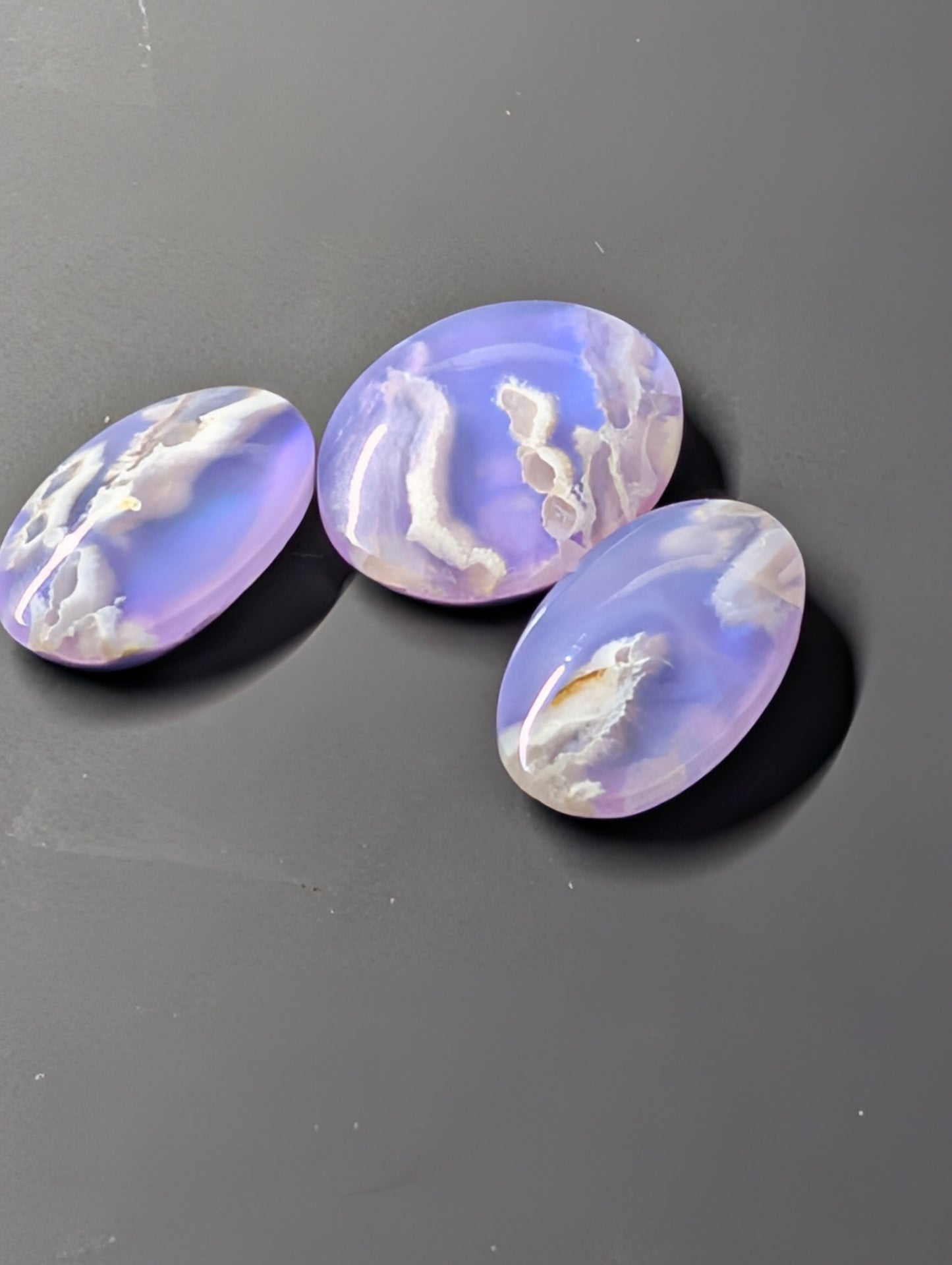 Purple Plume Aurora Doublet Cabochon Matching Pendant & Earing Set. 7/7