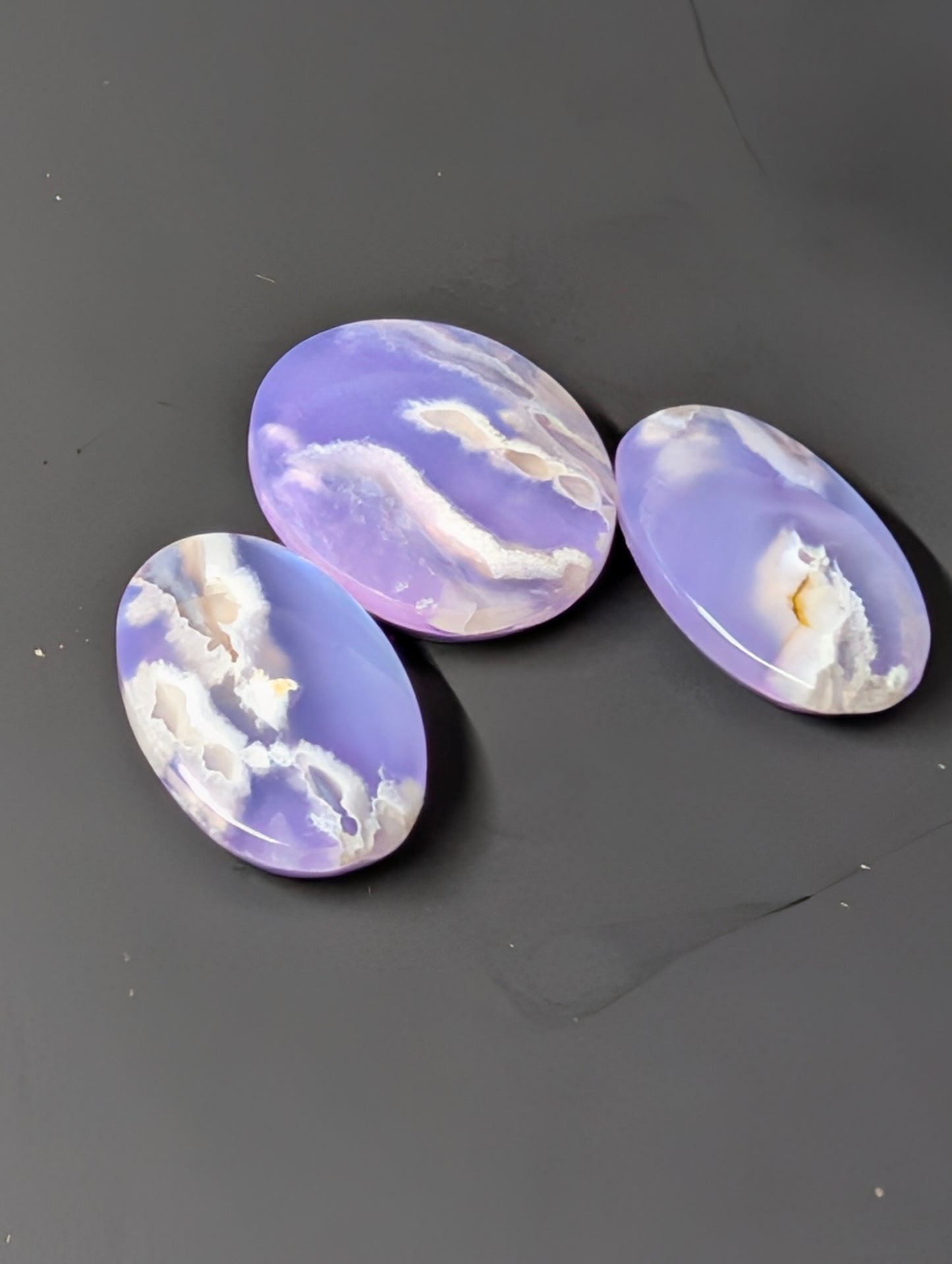 Purple Plume Aurora Doublet Cabochon Matching Pendant & Earing Set. 7/7
