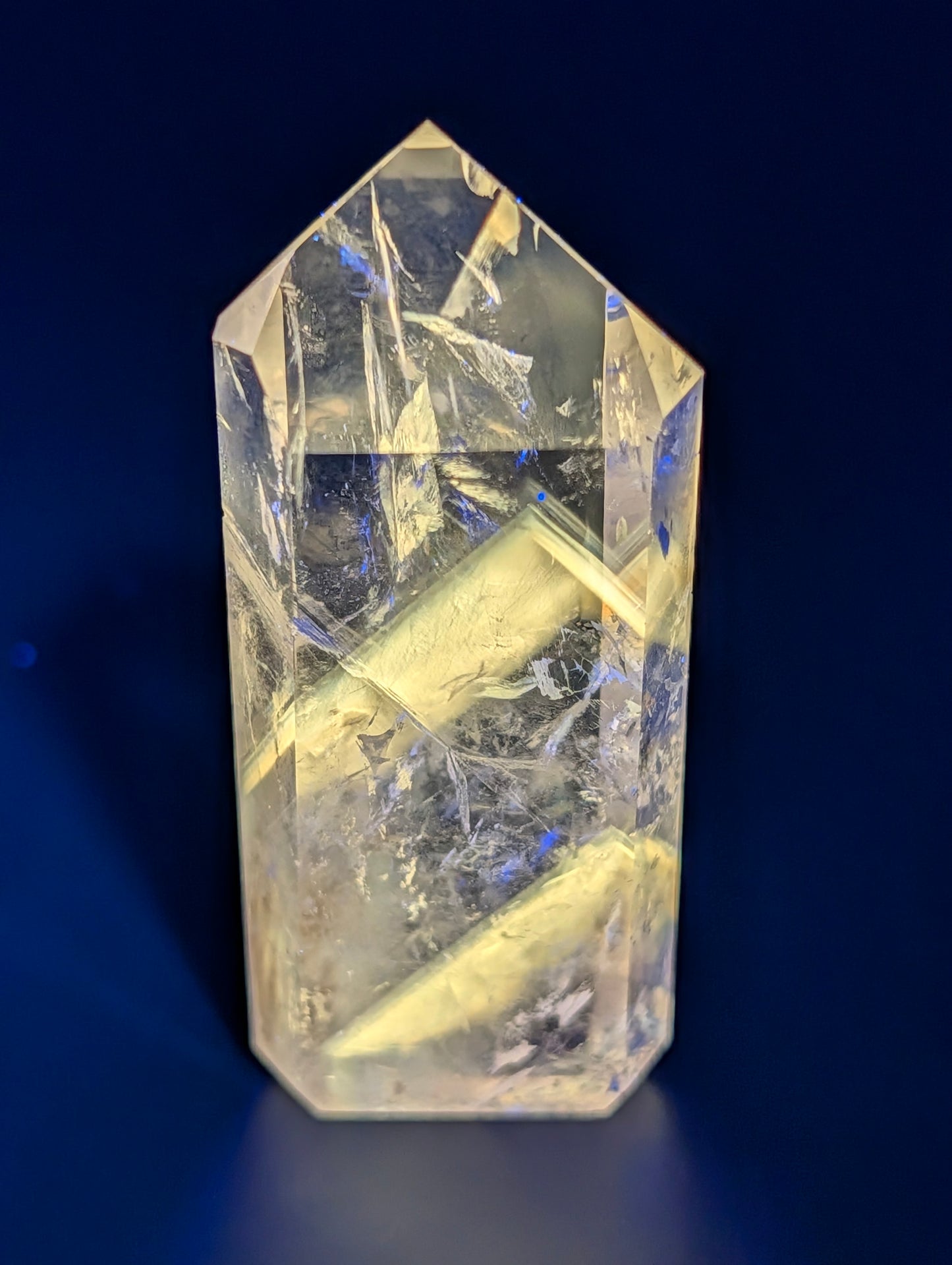 Amethyst & Powellite UV-Reactive Stone - Ideal for a Hand-Wrapped Pendant on a Mala Necklace