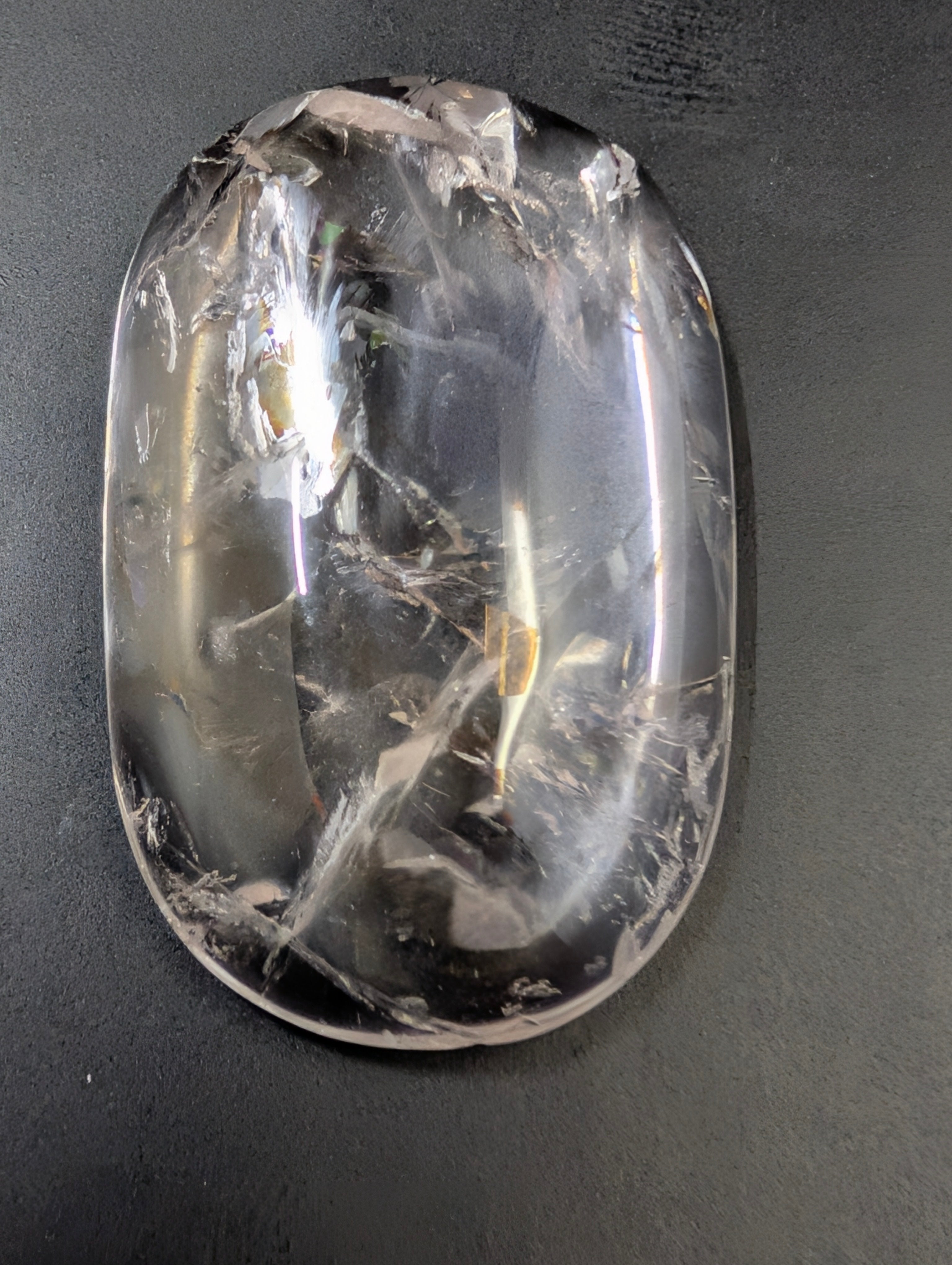 Amethyst & Powellite Inclusion - UV Reactive Yellow Cabochon. by Sacred Alchemy Studios