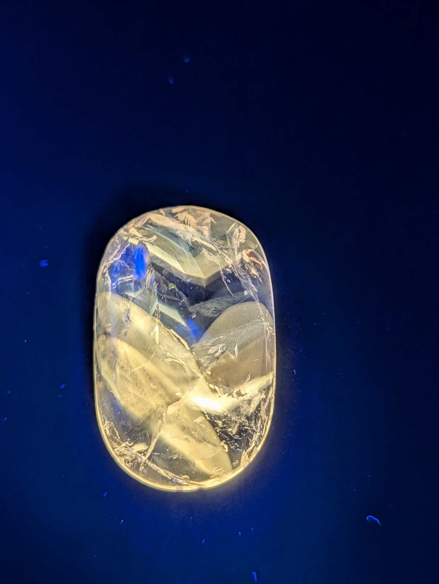 Amethyst & Powellite Inclusion - UV Reactive Yellow Cabochon.