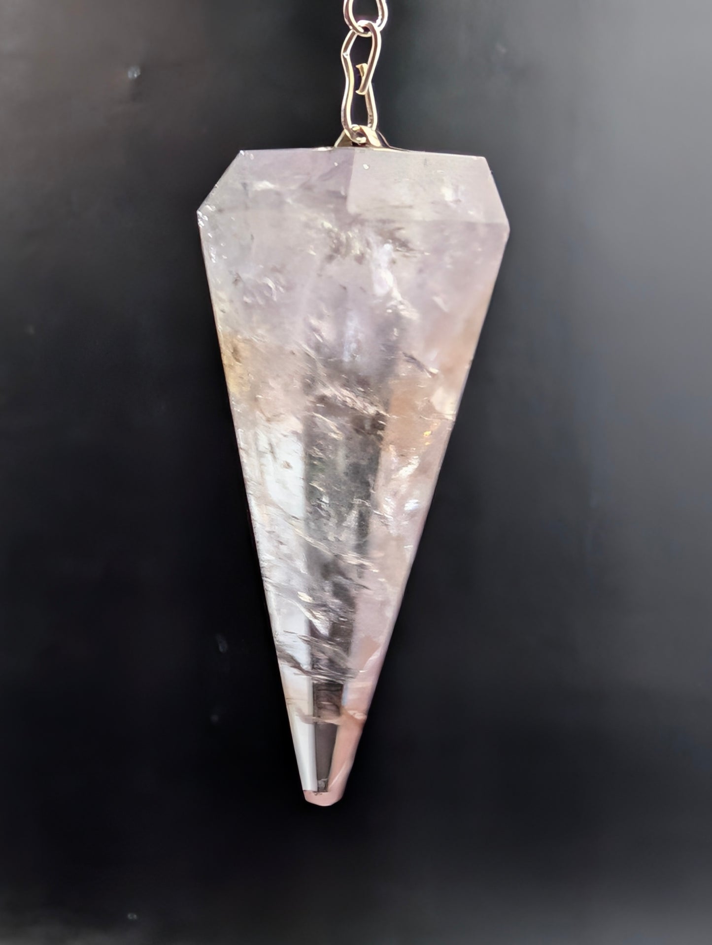 Amethyst & Powellite Pendulum – UV-Reactive Yellow