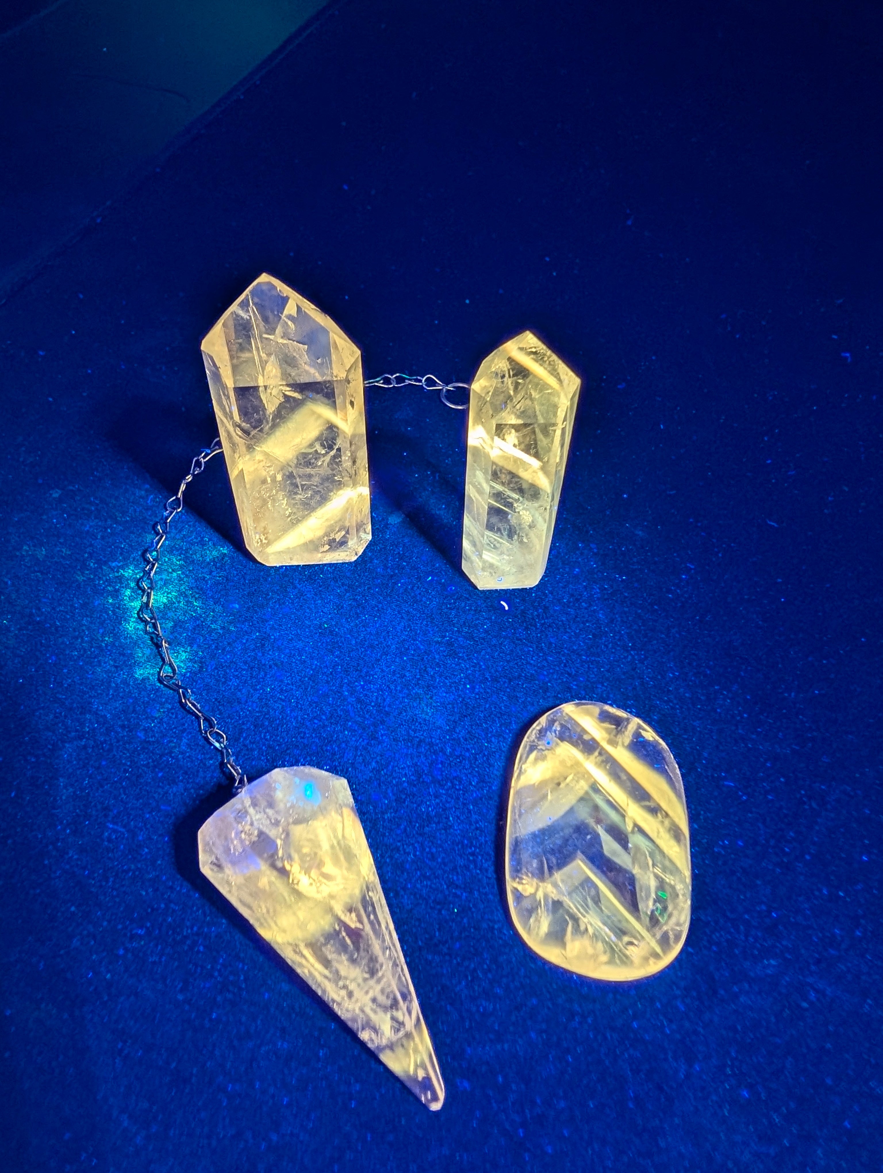 Amethyst & Powellite UV-Reactive Stone - Ideal for a Hand-Wrapped Pendant on a Mala Necklace by Sacred Alchemy Studios
