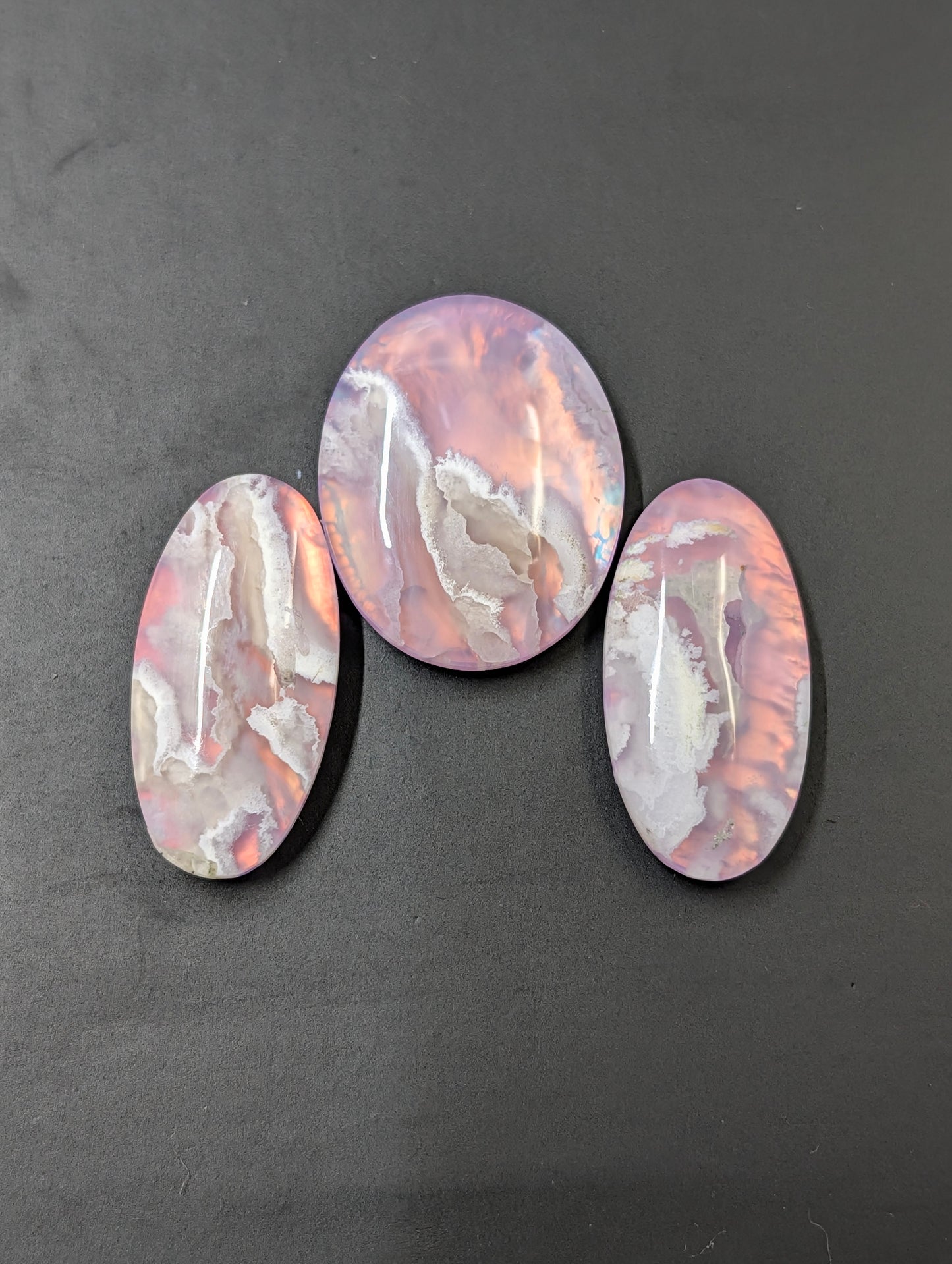 Pink Plume Aurora Doublet - Indonesia - Cabochon Matching Pendant & Earring Set