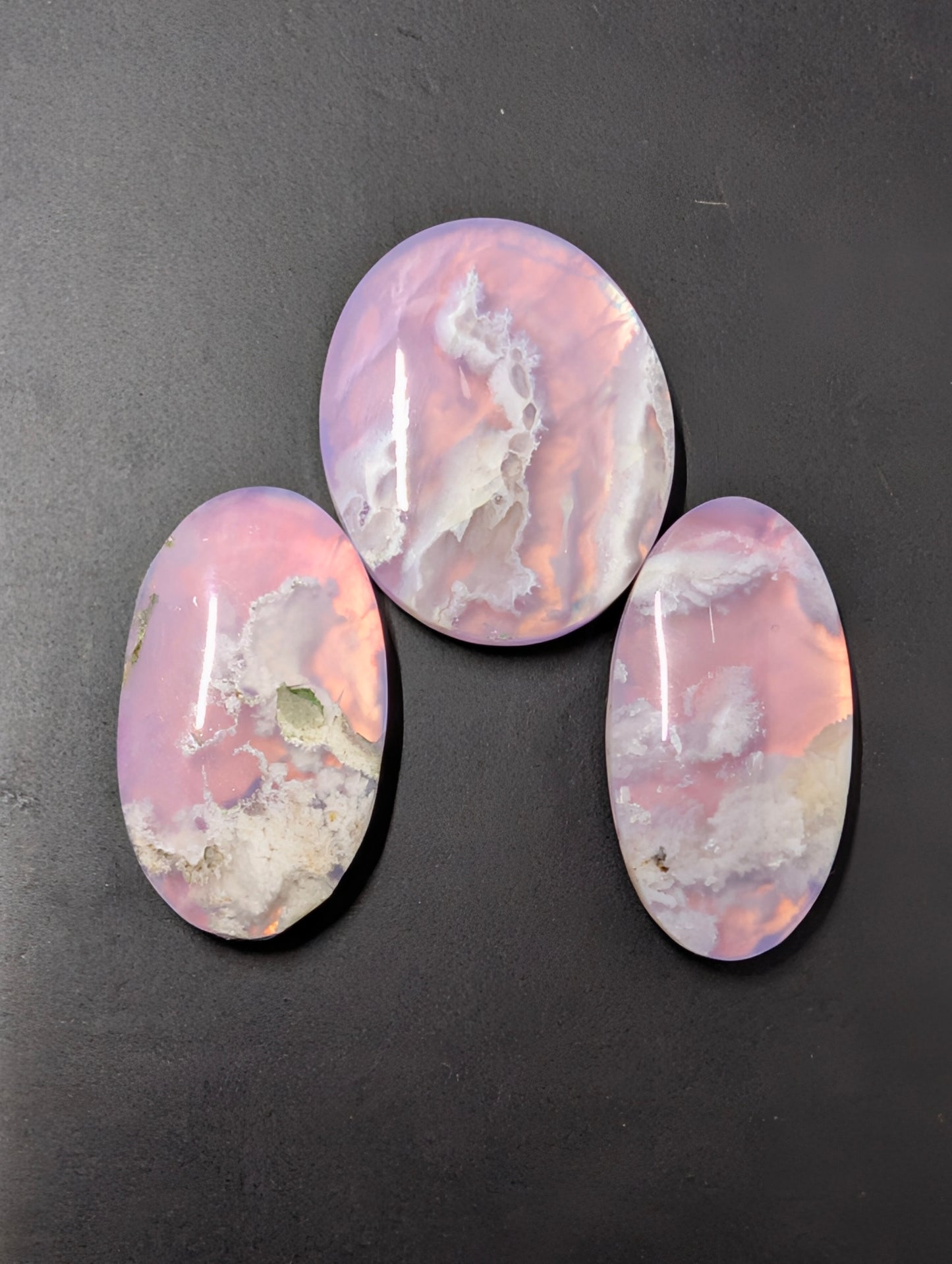 Pink Plume Aurora Doublet - Indonesia - Cabochon Matching Pendant & Earring Set