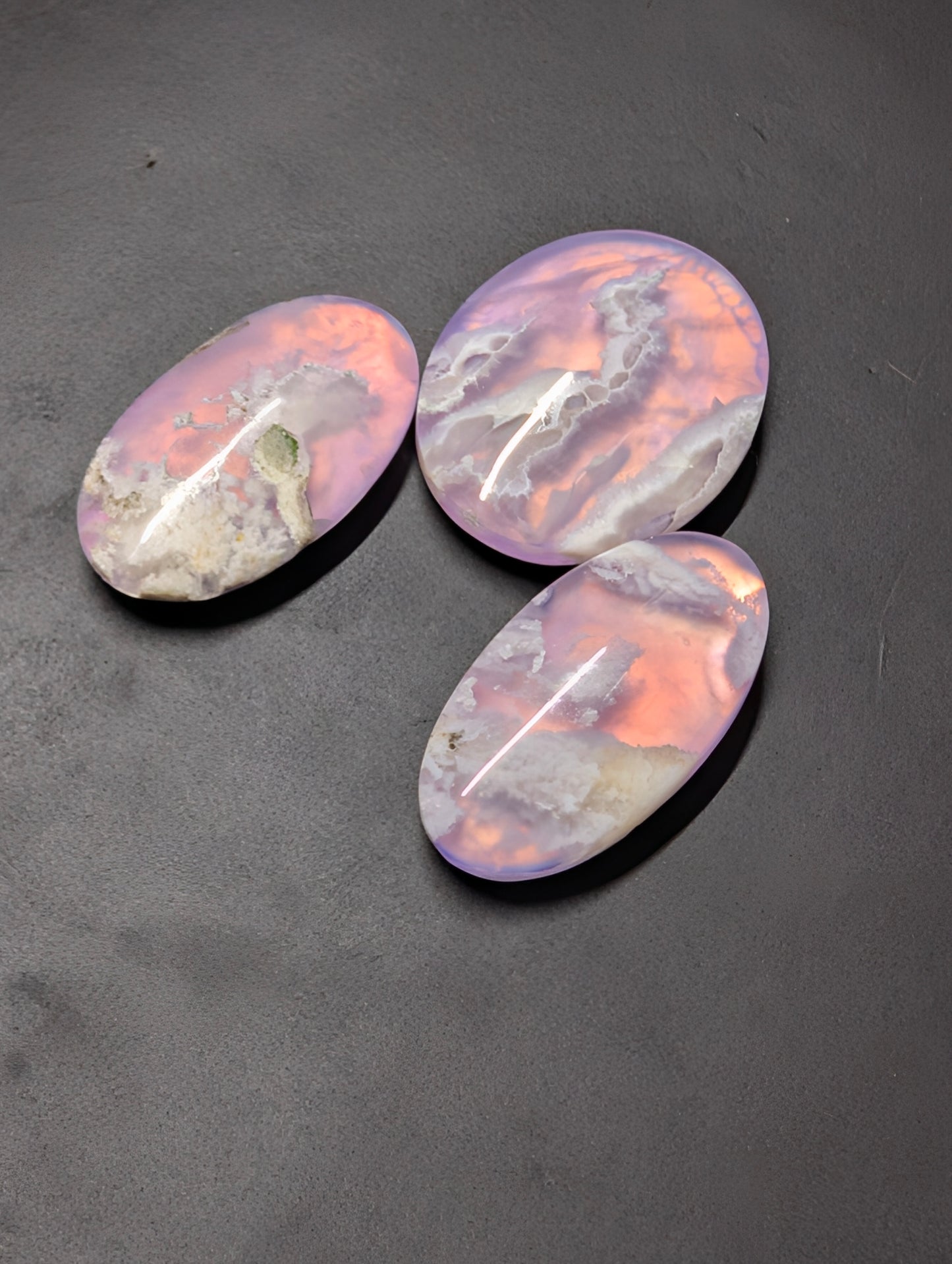 Pink Plume Aurora Doublet - Indonesia - Cabochon Matching Pendant & Earring Set