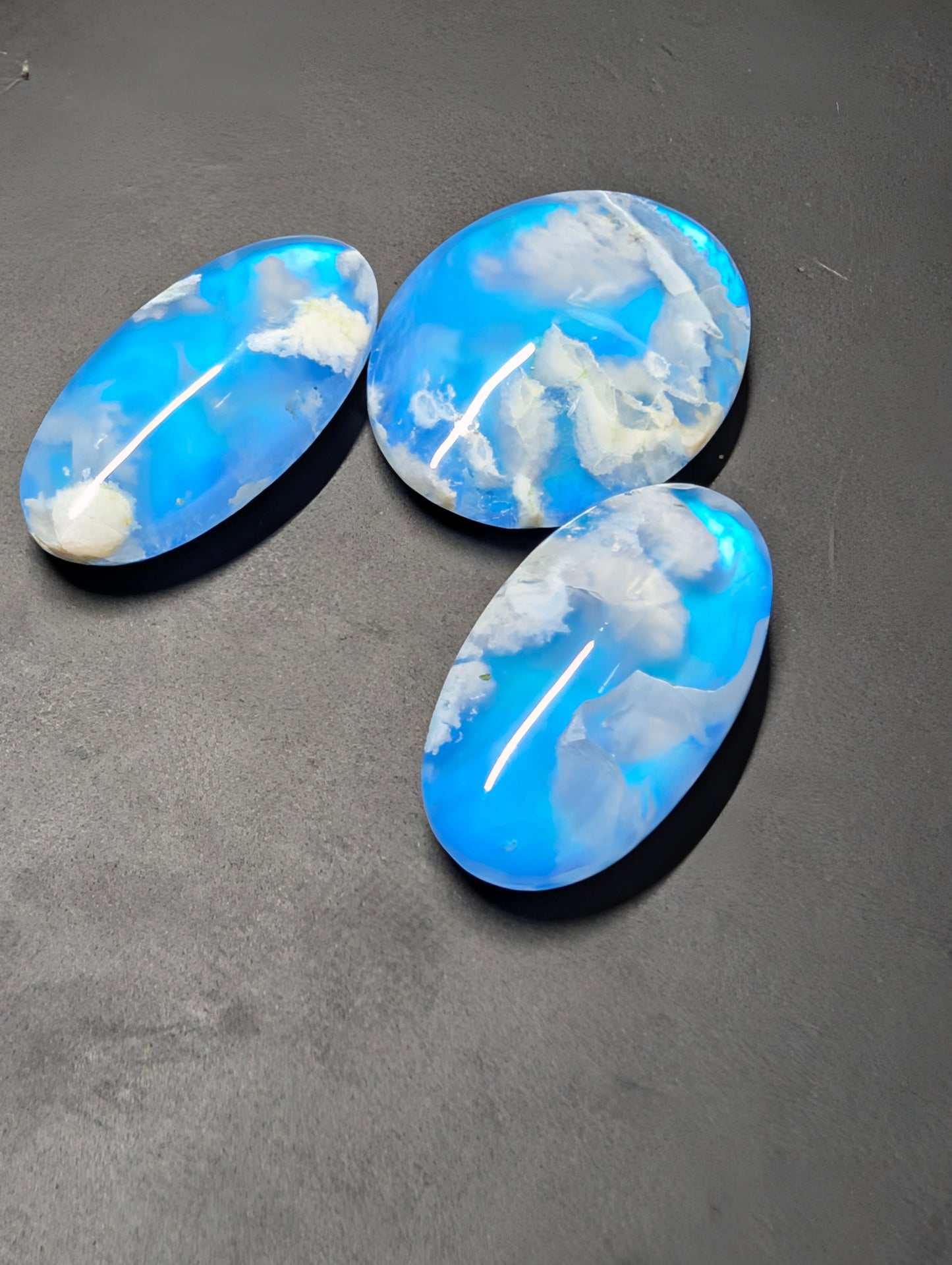 Blue Plume Aurora Doublet - Indonesia - Cabochon Matching Pendant & Earring Set