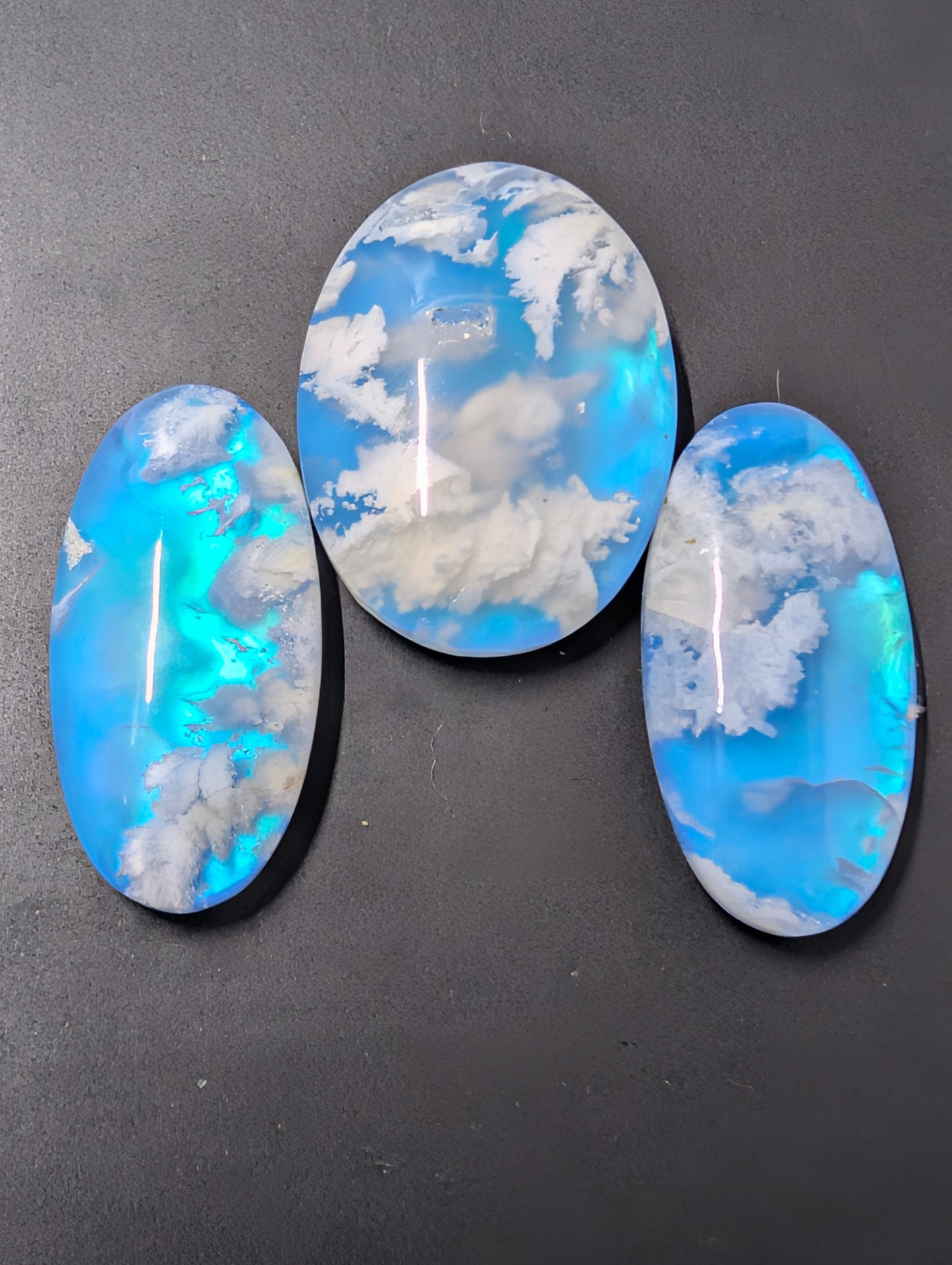 Blue Plume Aurora Doublet - Indonesia - Cabochon Matching Pendant & Earring Set