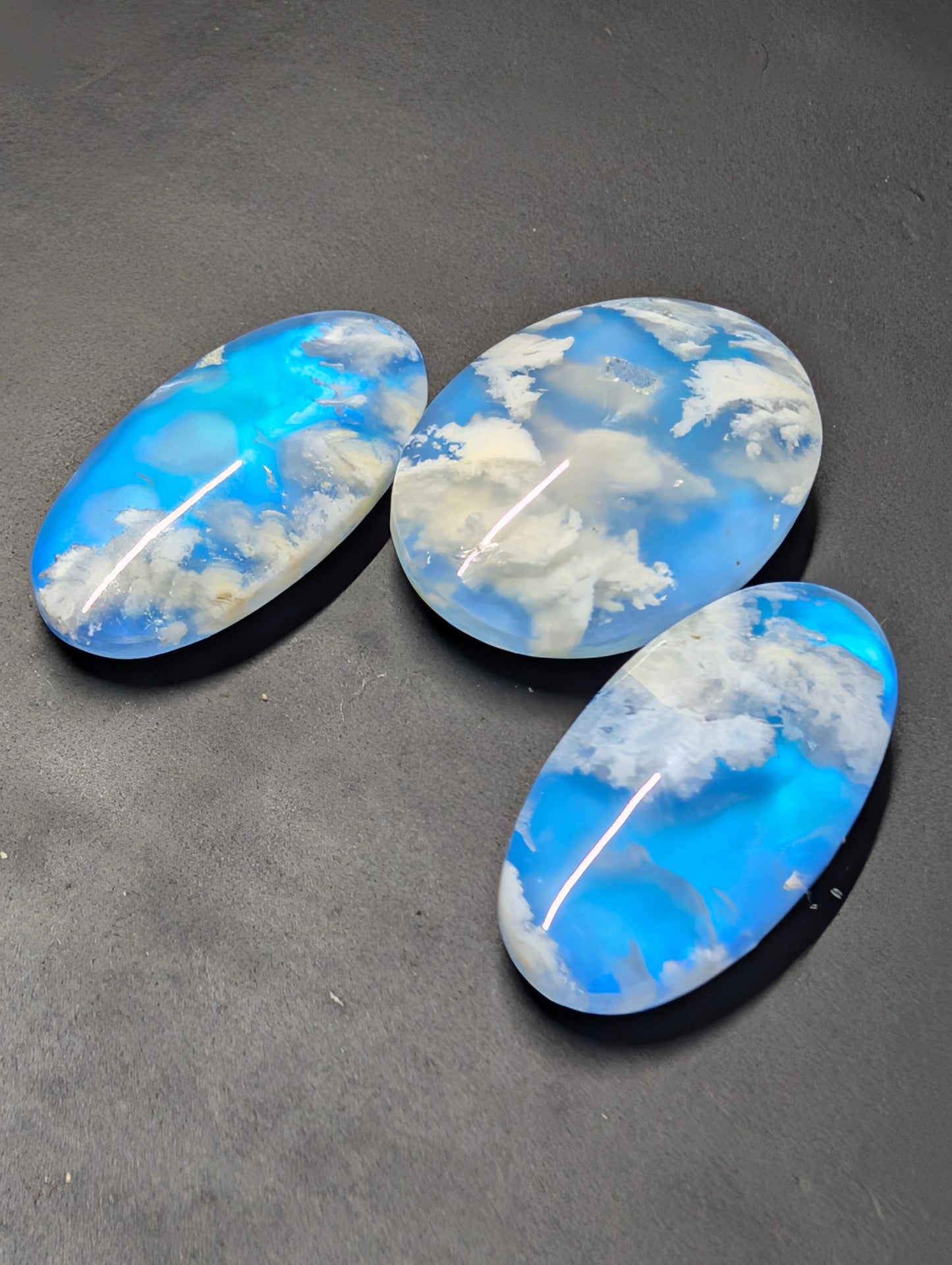 Blue Plume Aurora Doublet - Indonesia - Cabochon Matching Pendant & Earring Set