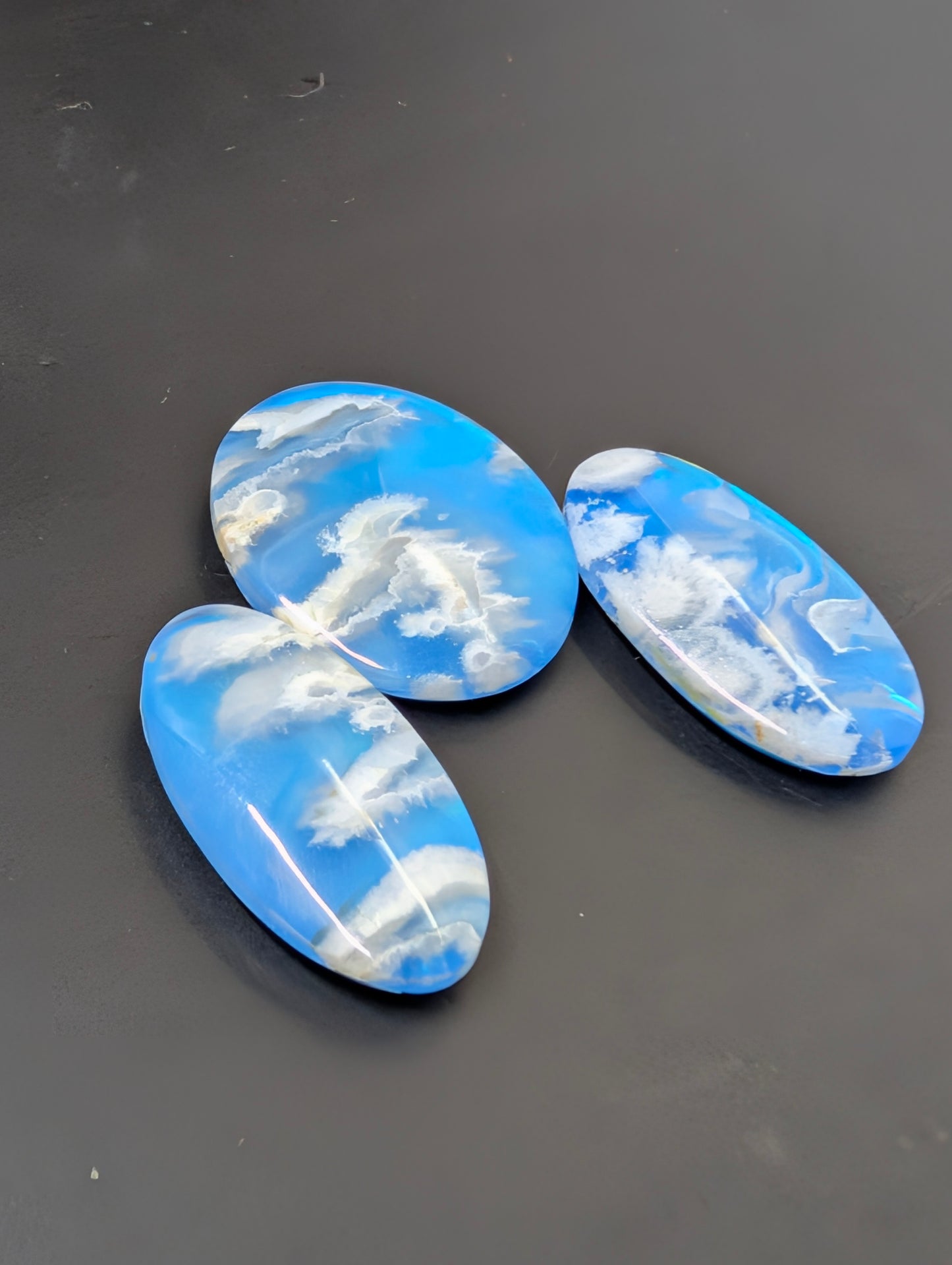 Blue Plume Aurora Doublet - Indonesia - Cabochon Matching Pendant & Earring Set