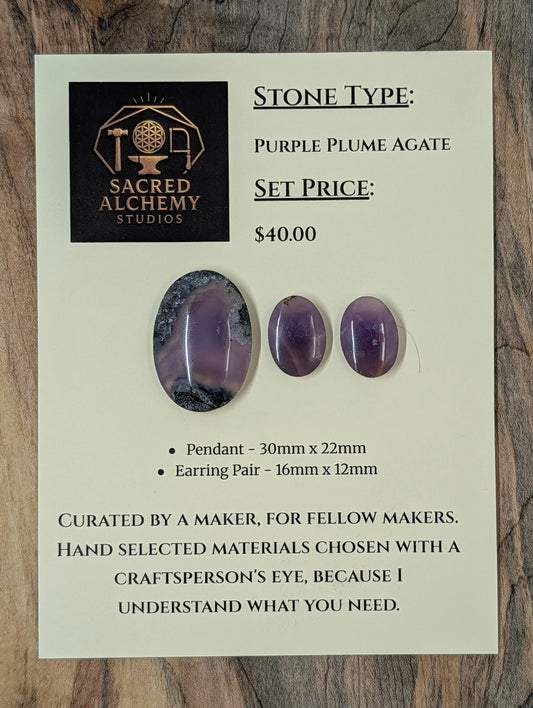Oval Shape - Purple Moss Agate - Design-Ready Calibrated Sets