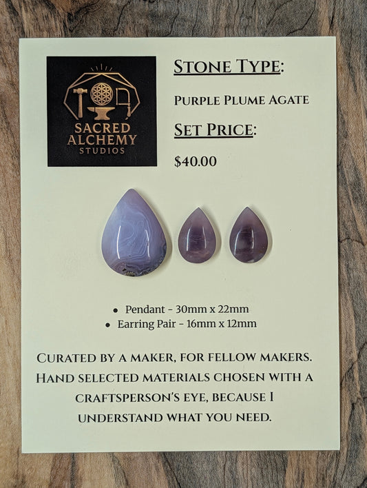 Tear Shape - Purple Moss Agate - Design-Ready Calibrated Sets