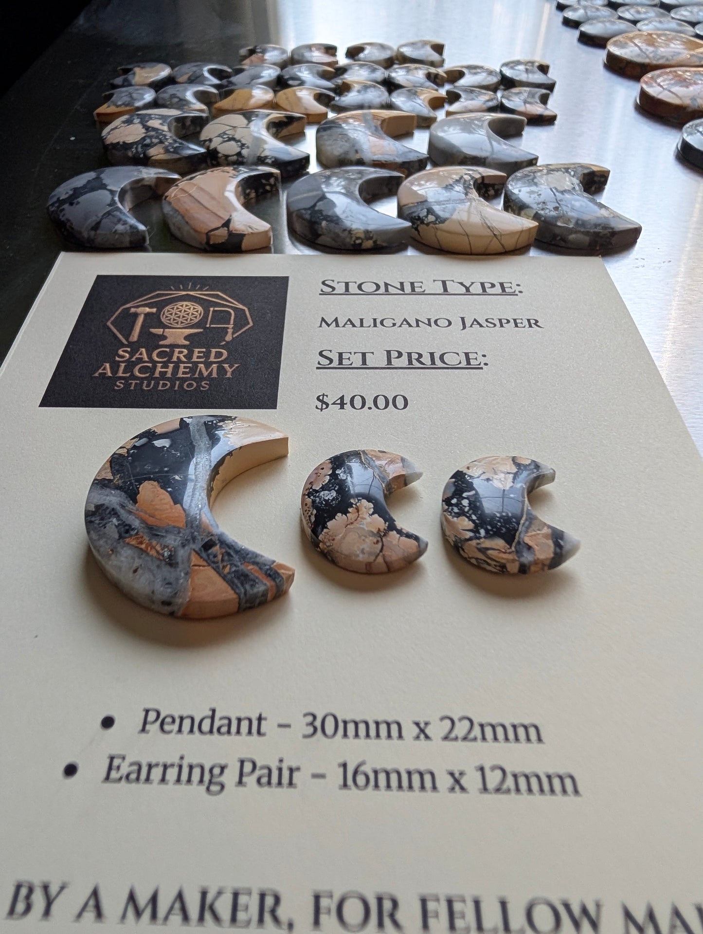 Crescent Moon Shape - Maligano Jasper - Design-Ready Calibrated Sets