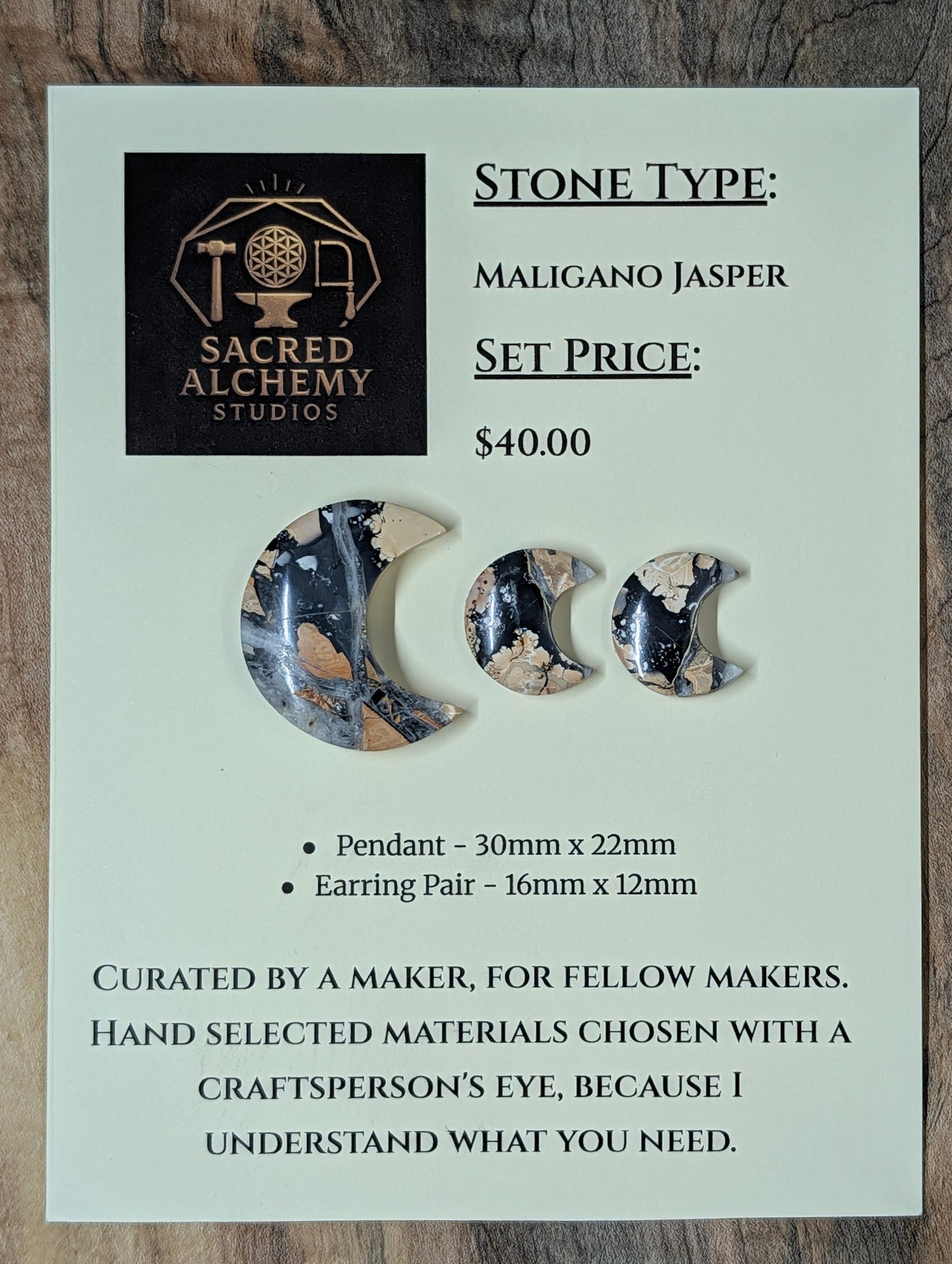 Crescent Moon Shape - Maligano Jasper - Design-Ready Calibrated Sets