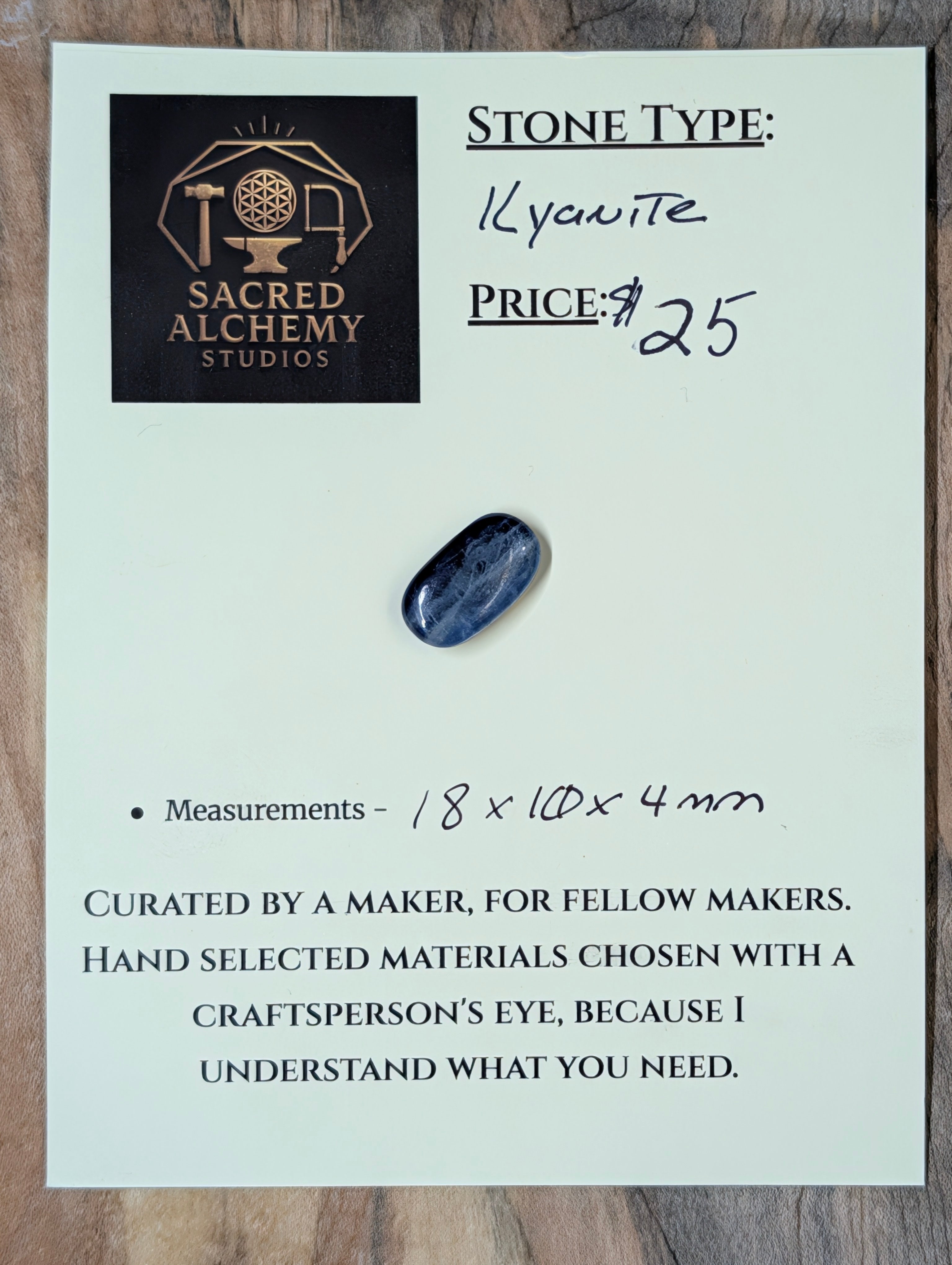 Kyanite Calibrated Cabochon | Deep Blue Flash by Sacred Alchemy Studios