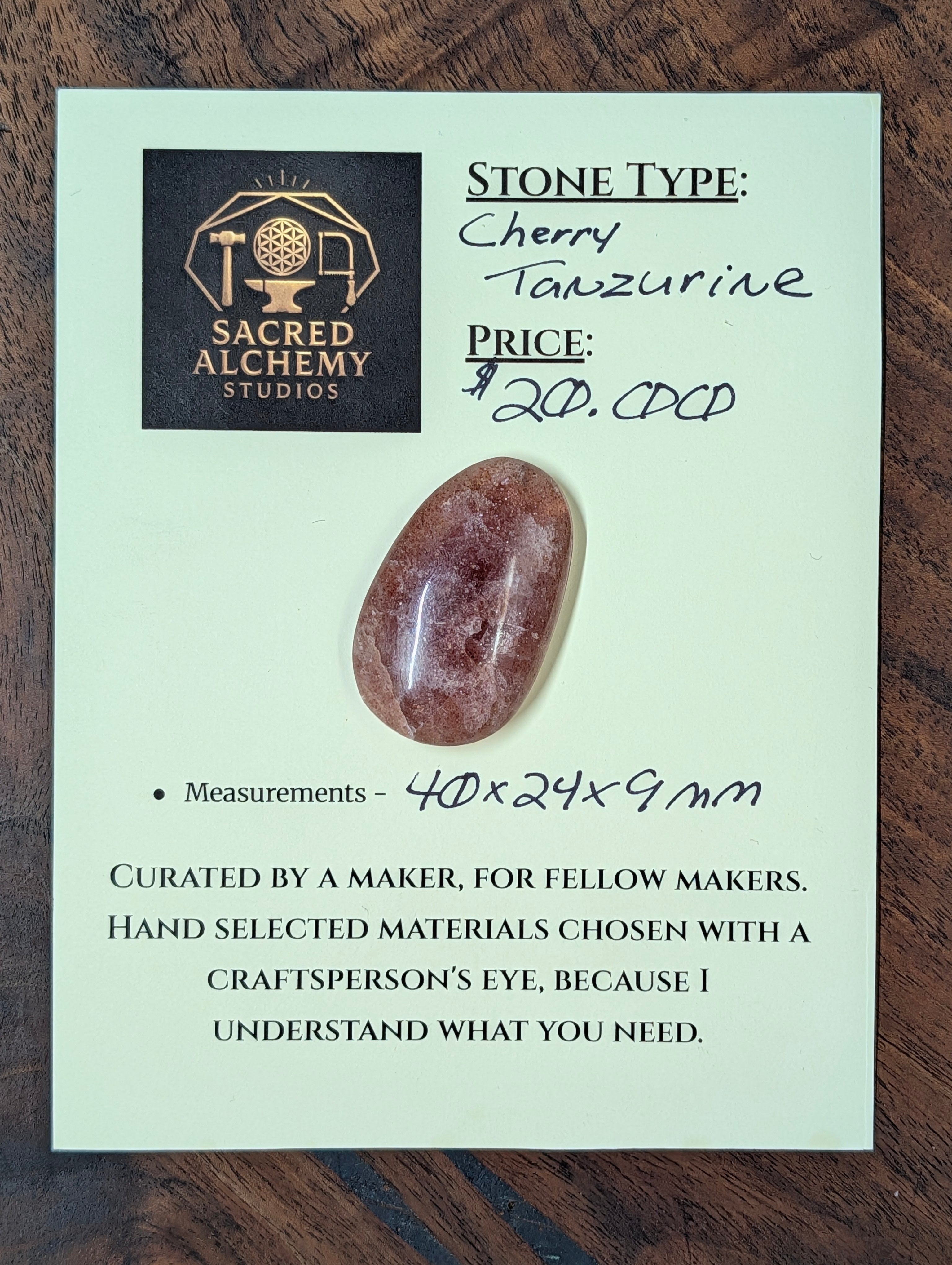 Cherry Tanzurine Cabochon by Sacred Alchemy Studios