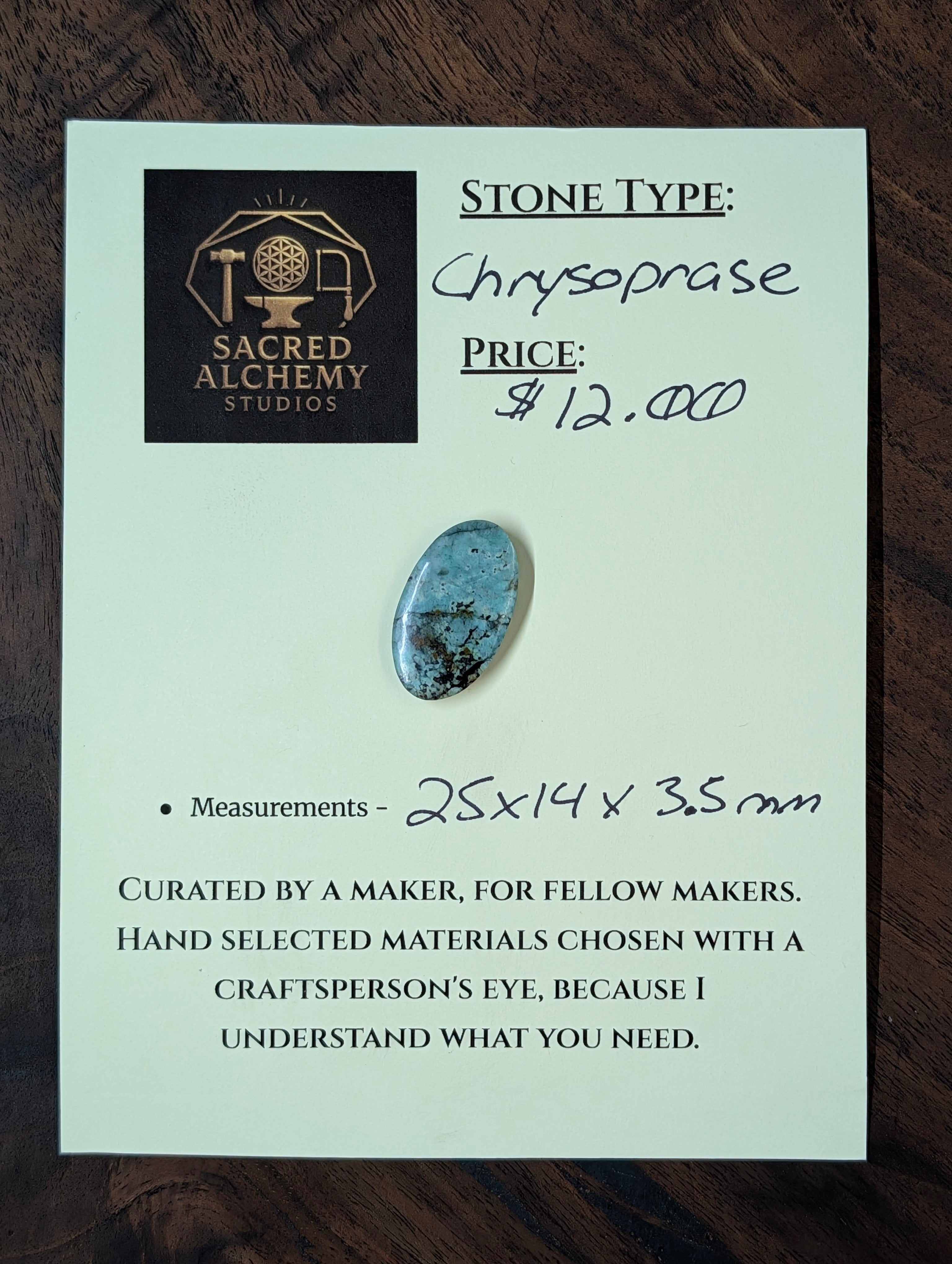 Chrysoprase Cabochon - Tanzania by Sacred Alchemy Studios