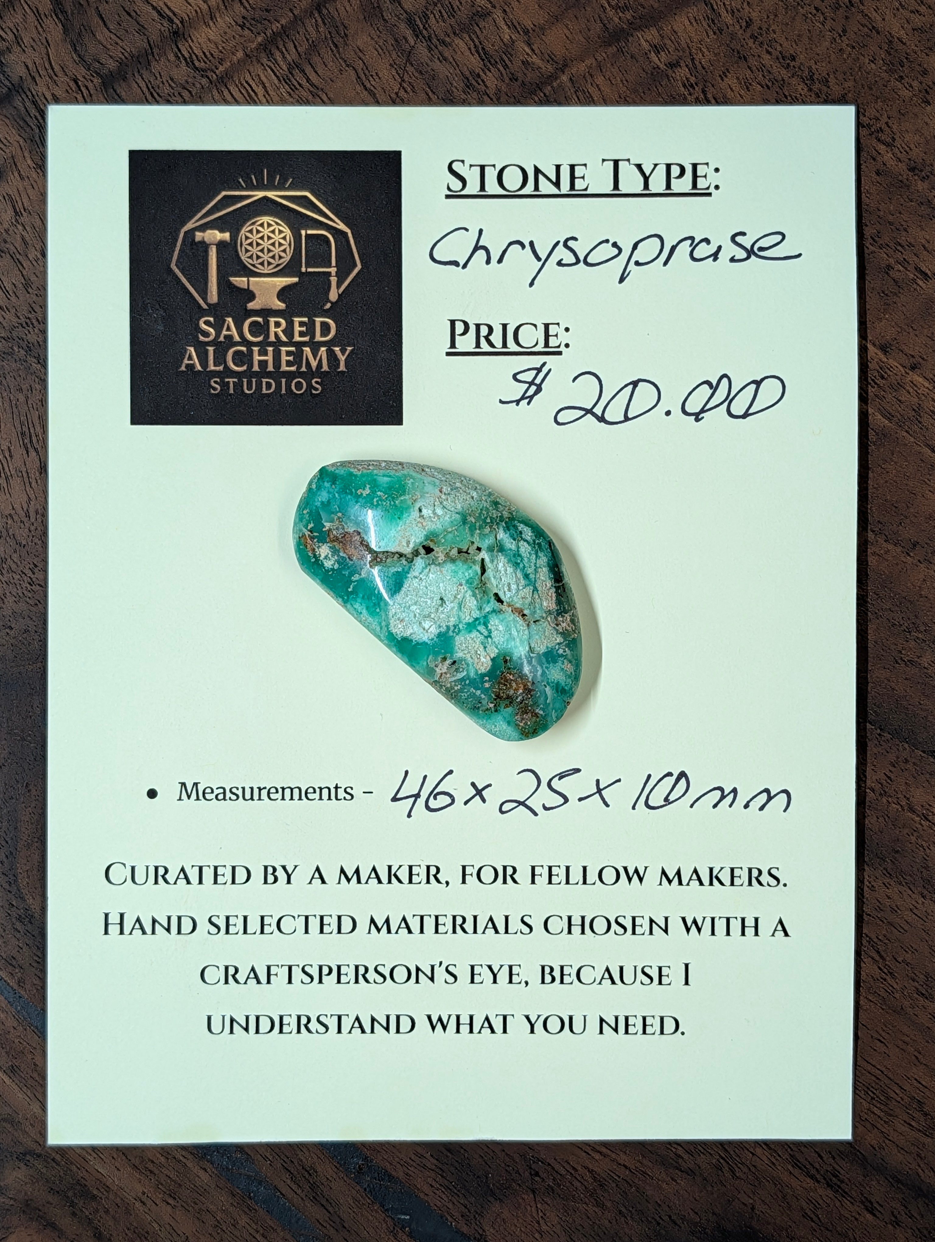 Chrysoprase Cabochon - Tanzania by Sacred Alchemy Studios