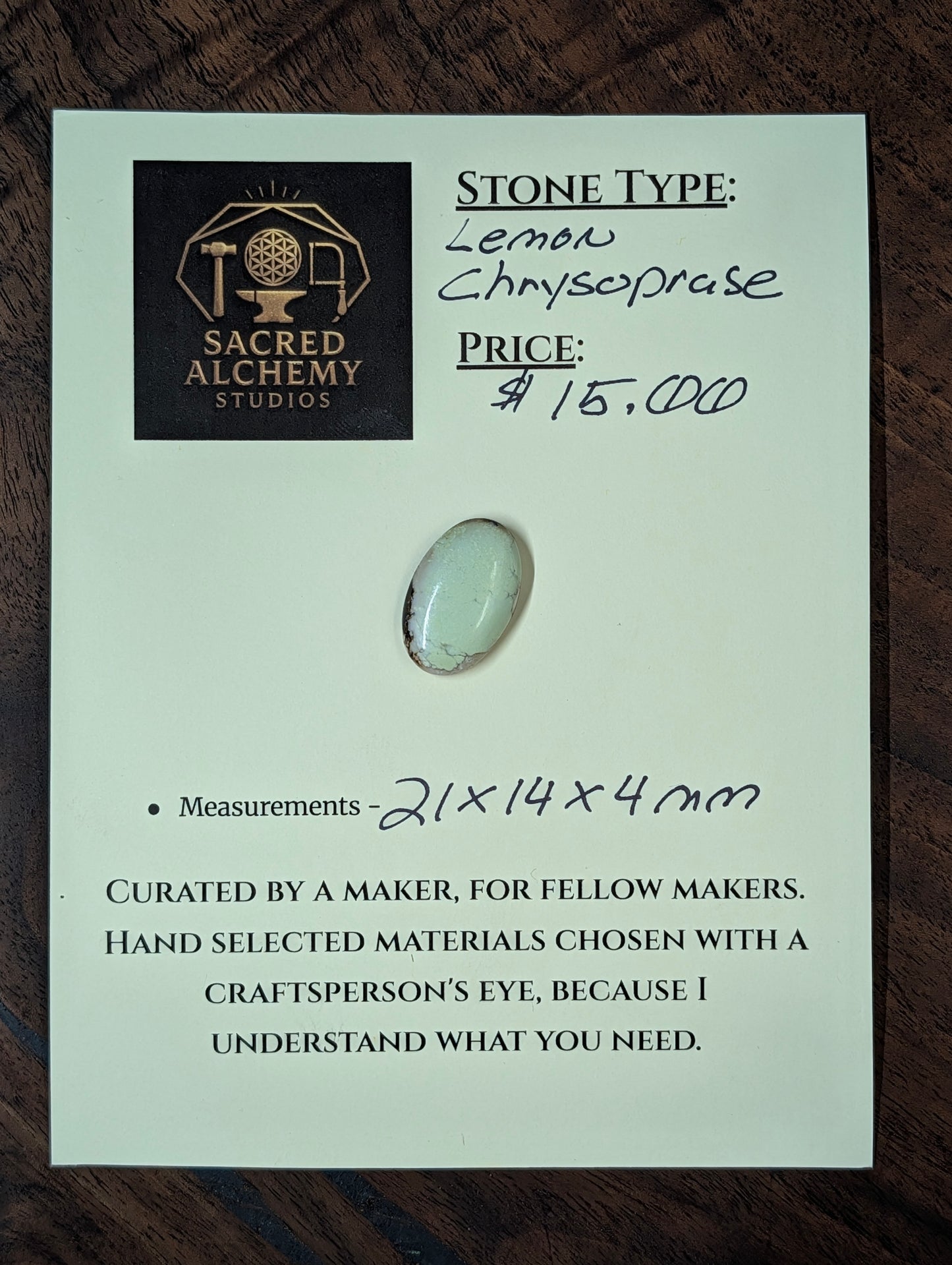 Lemon Chrysoprase Cabochon - Material from Western Australia, Eastern Goldfields