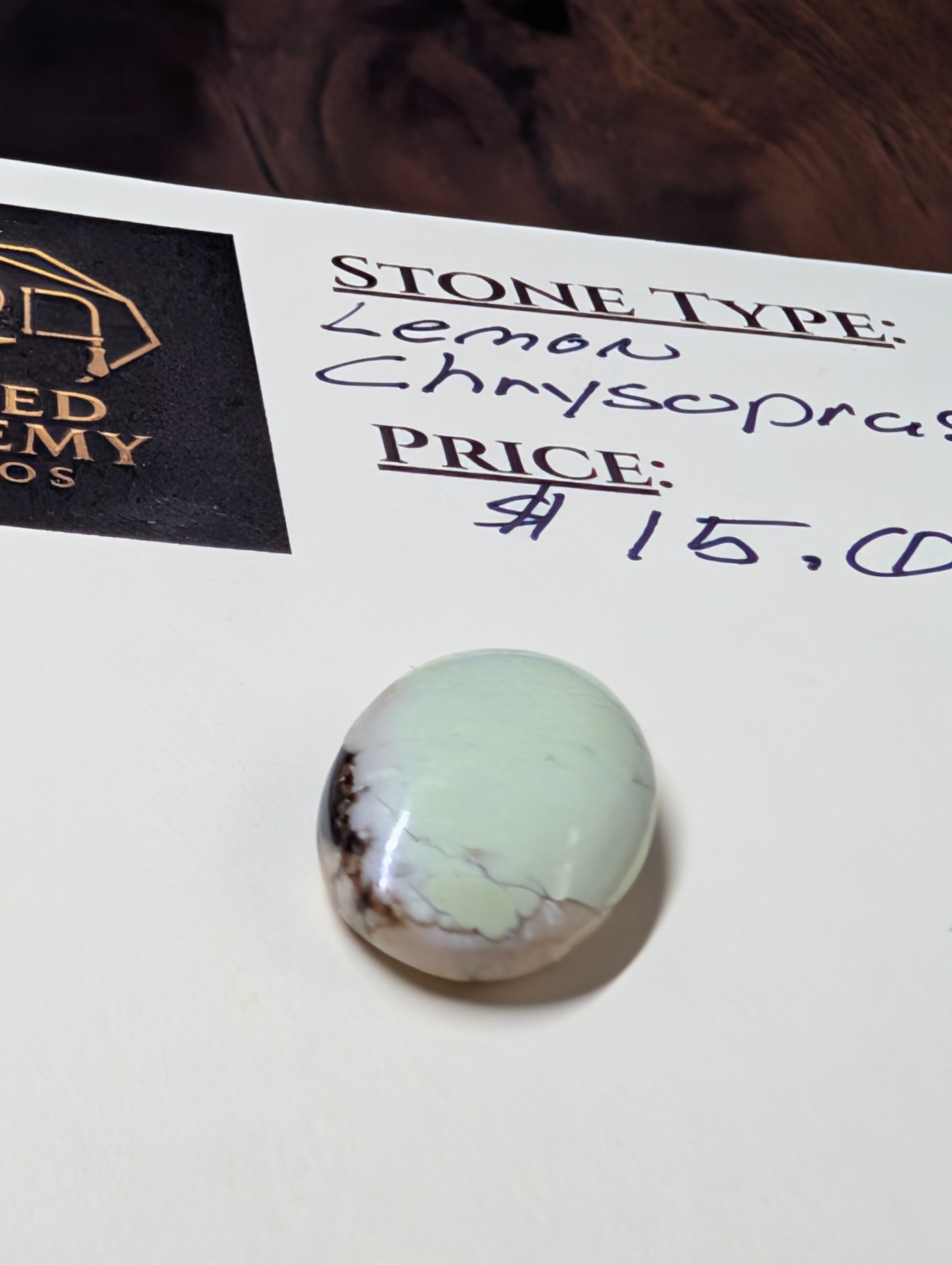 Lemon Chrysoprase Cabochon - Material from Western Australia, Eastern Goldfields by Sacred Alchemy Studios