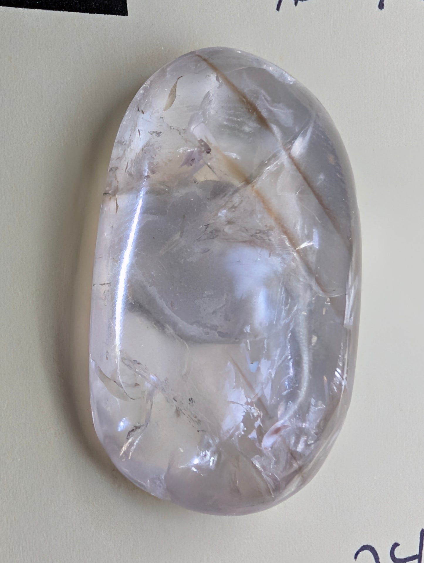 Amethyst & Powellite Inclusion - UV Reactive Yellow Cabochon.