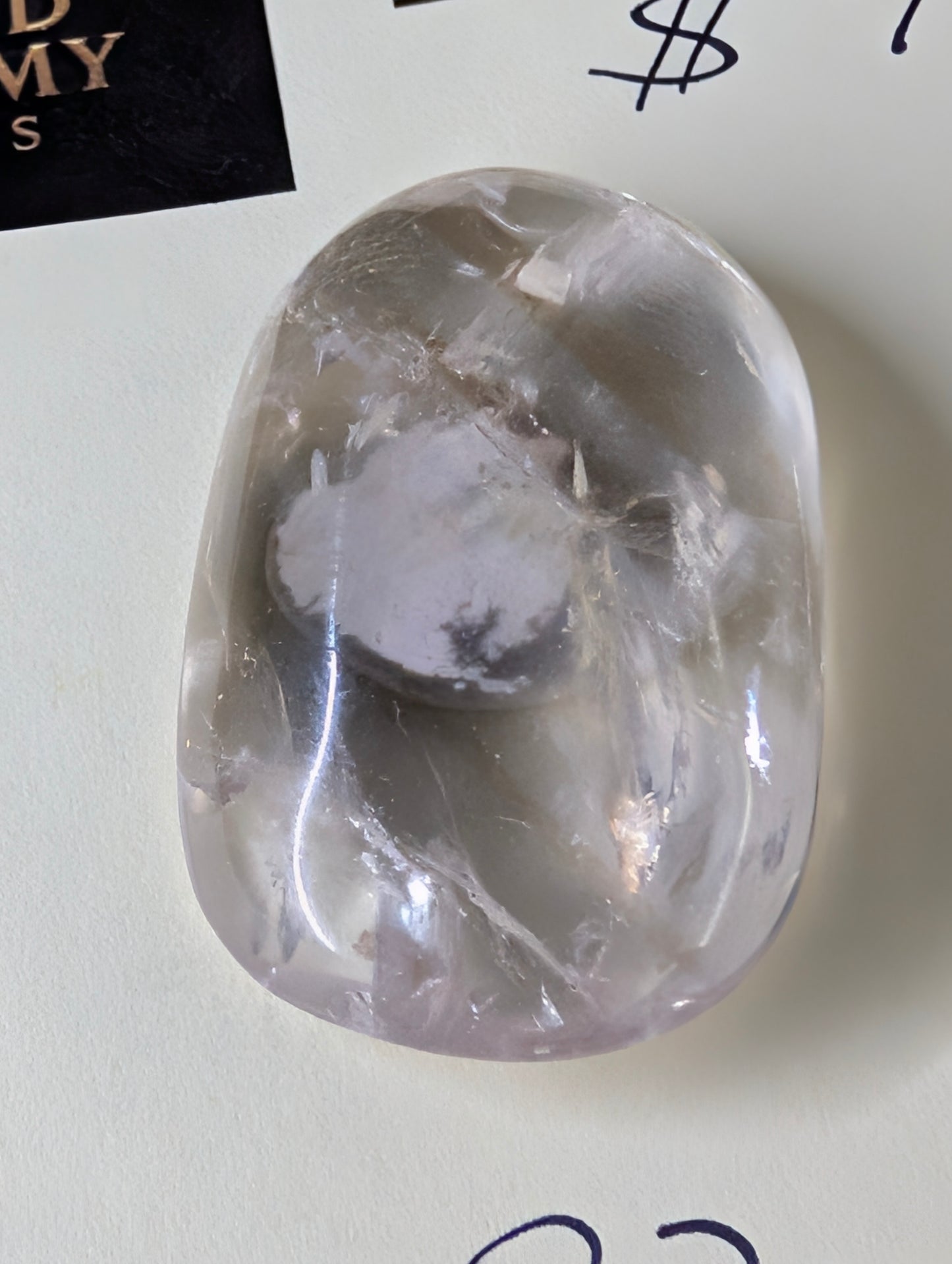 Amethyst & Powellite Inclusion - UV Reactive Yellow Cabochon.