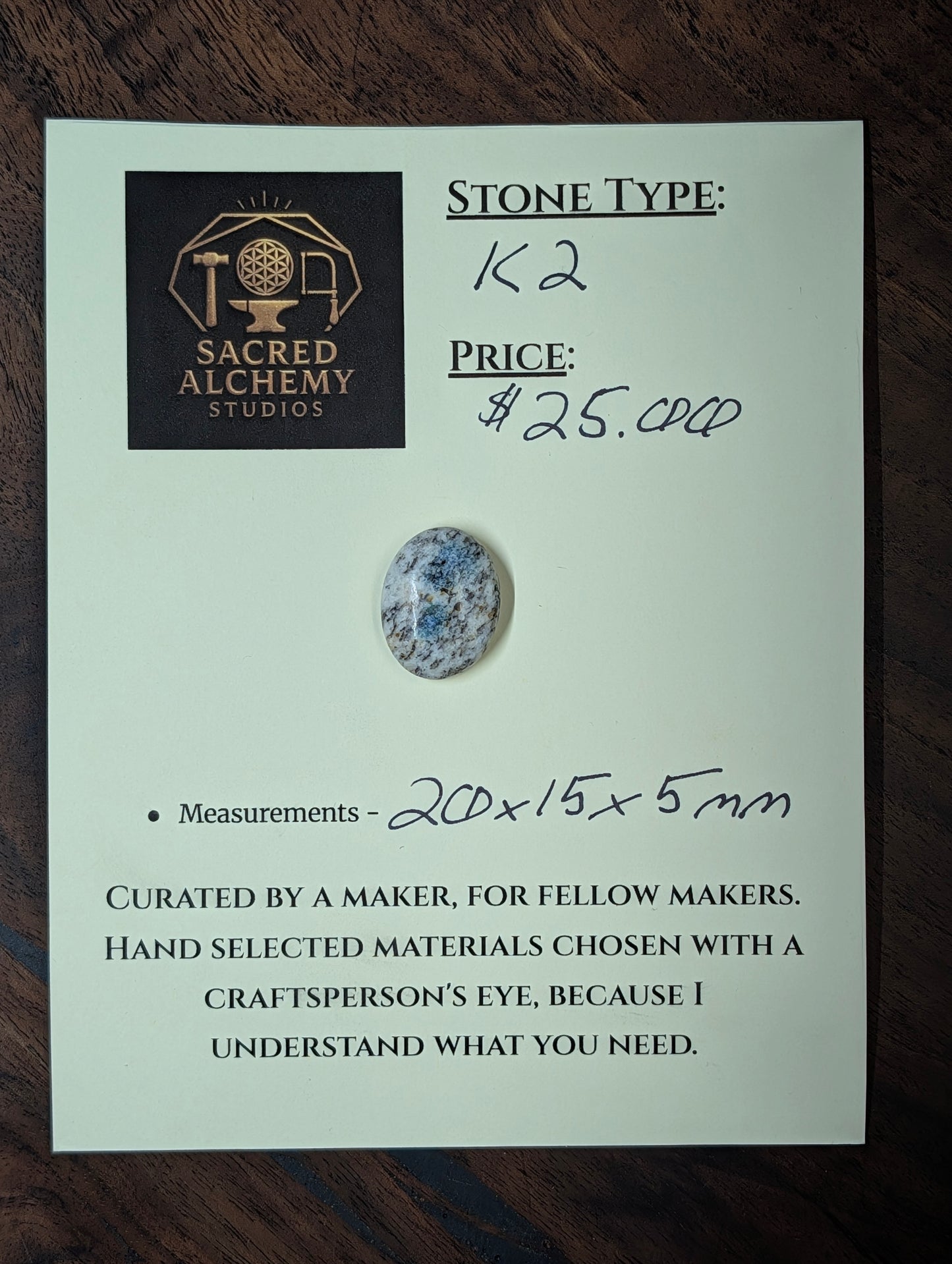 K2 Stone Cabochon - Skardu district, Gilgit-Baltistan, Pakistan