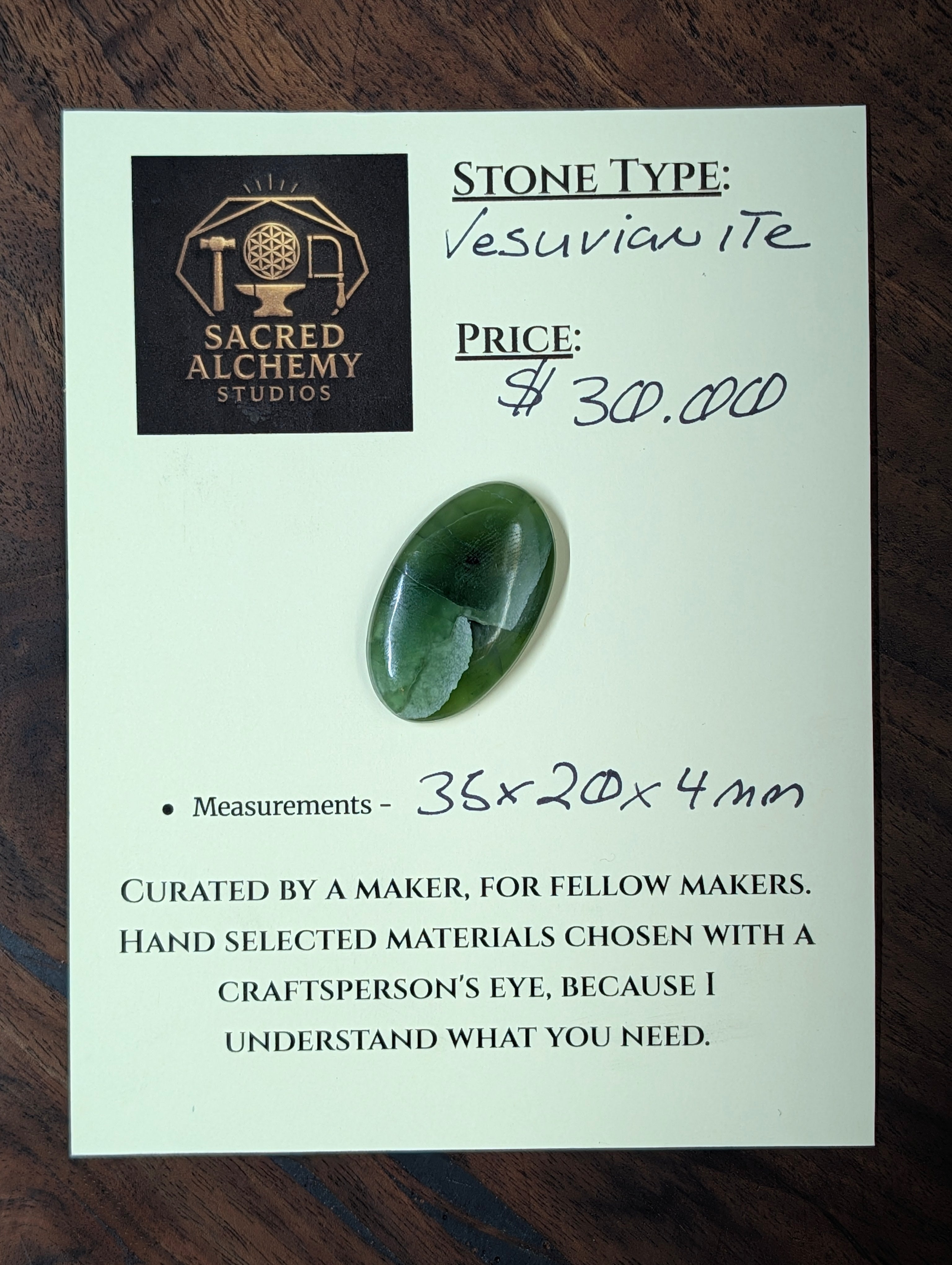 Vesuvianite cabochon by Sacred Alchemy Studios