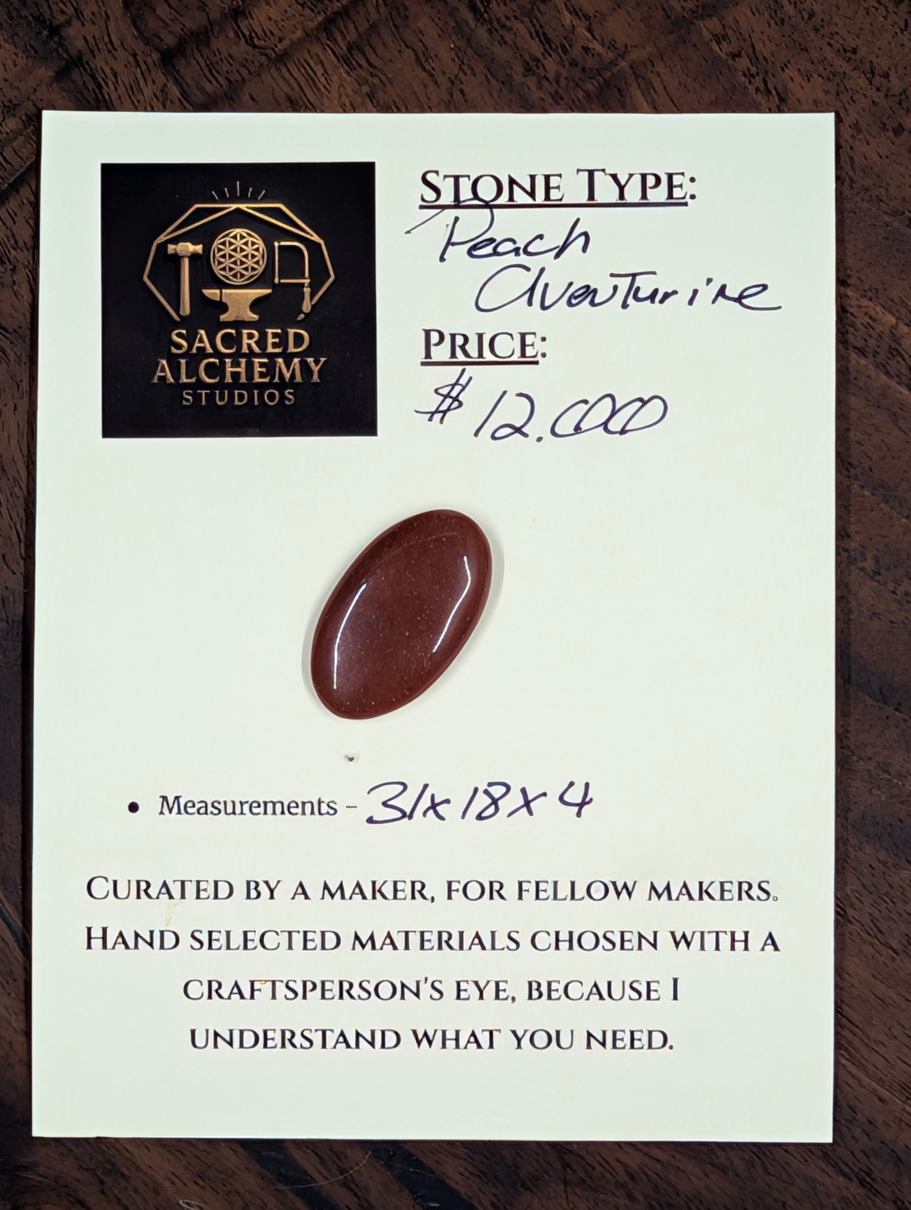 Aventurine - Peach - Oval Cabochon by Sacred Alchemy Studios