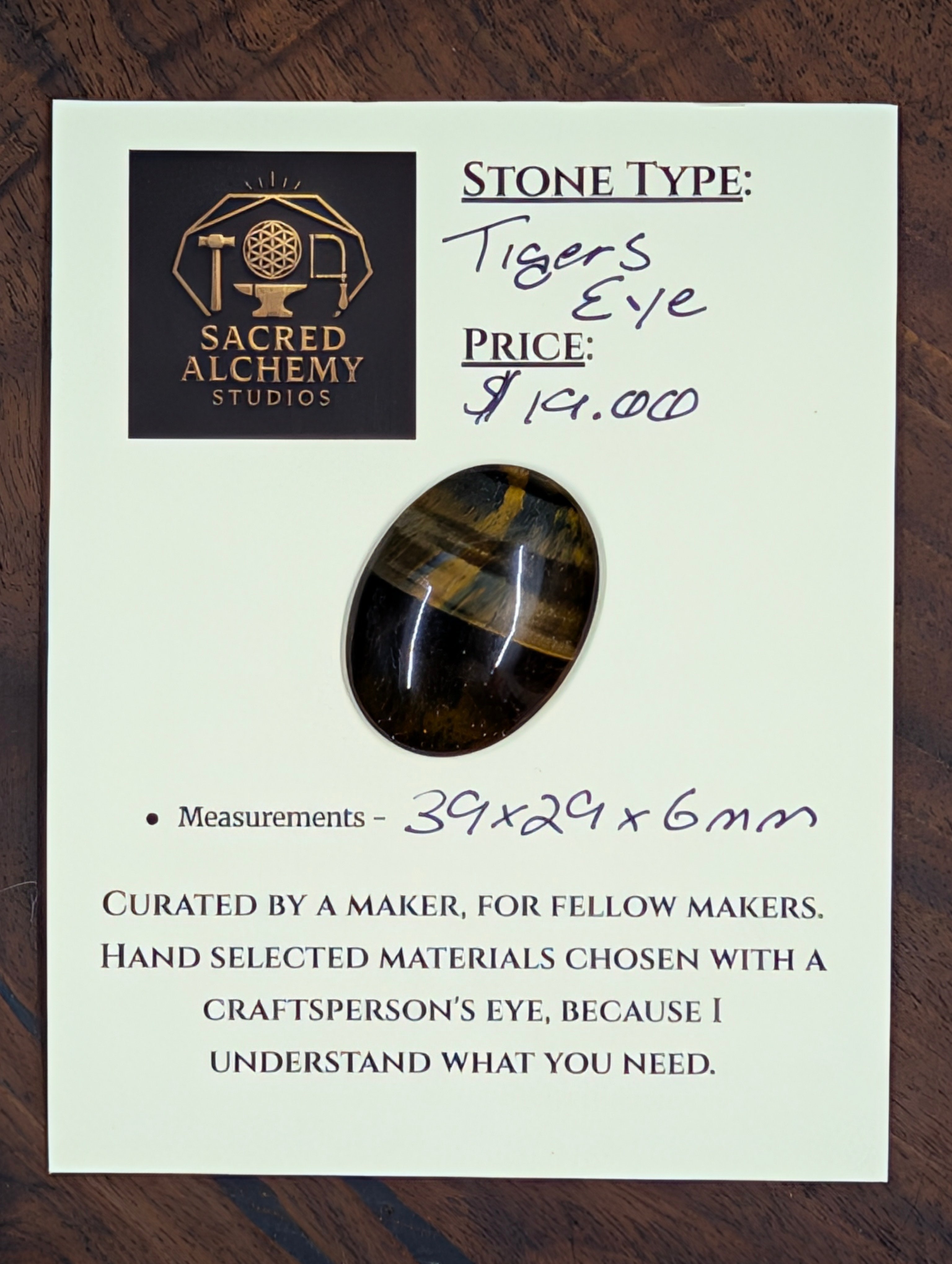Golden Tiger’s Eye Cabochon by Sacred Alchemy Studios