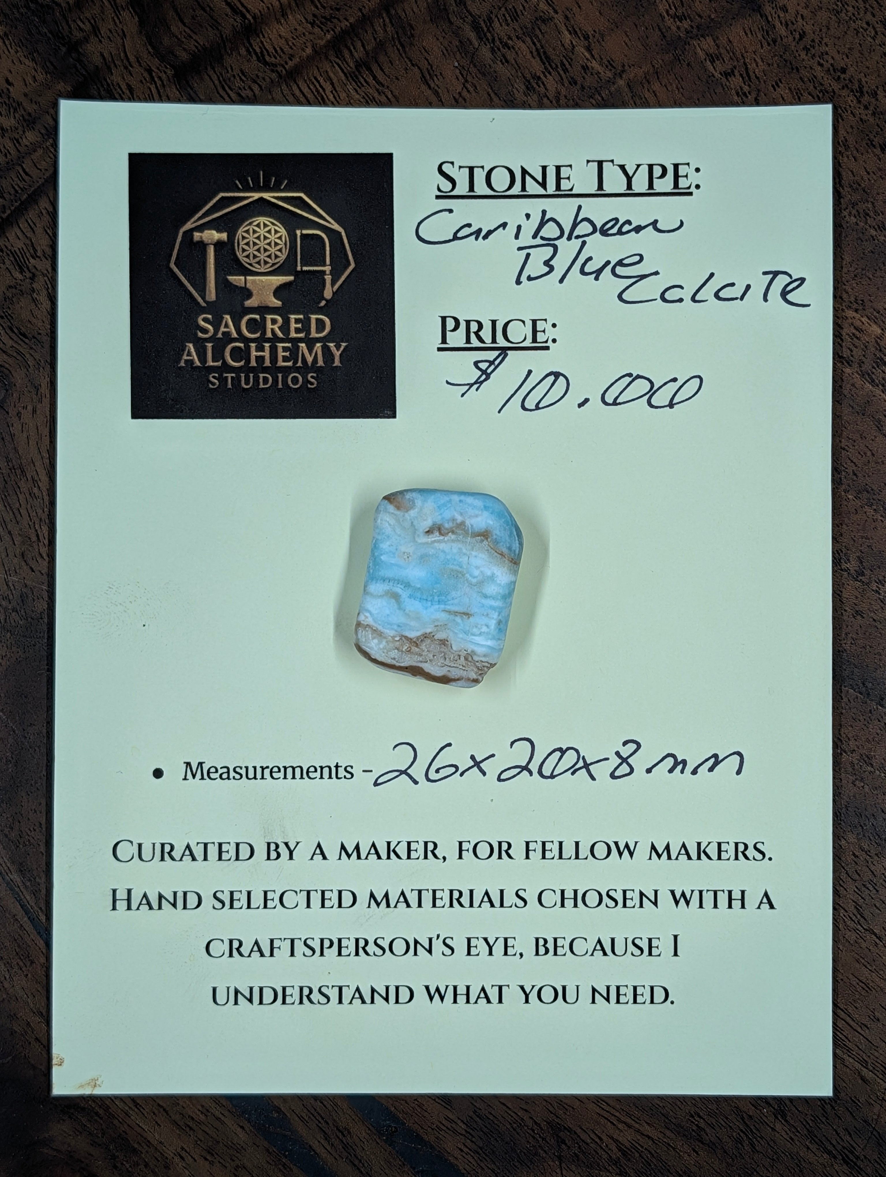 Caribbean Blue Calcite Cabochon for Wire Wrapping by Sacred Alchemy Studios