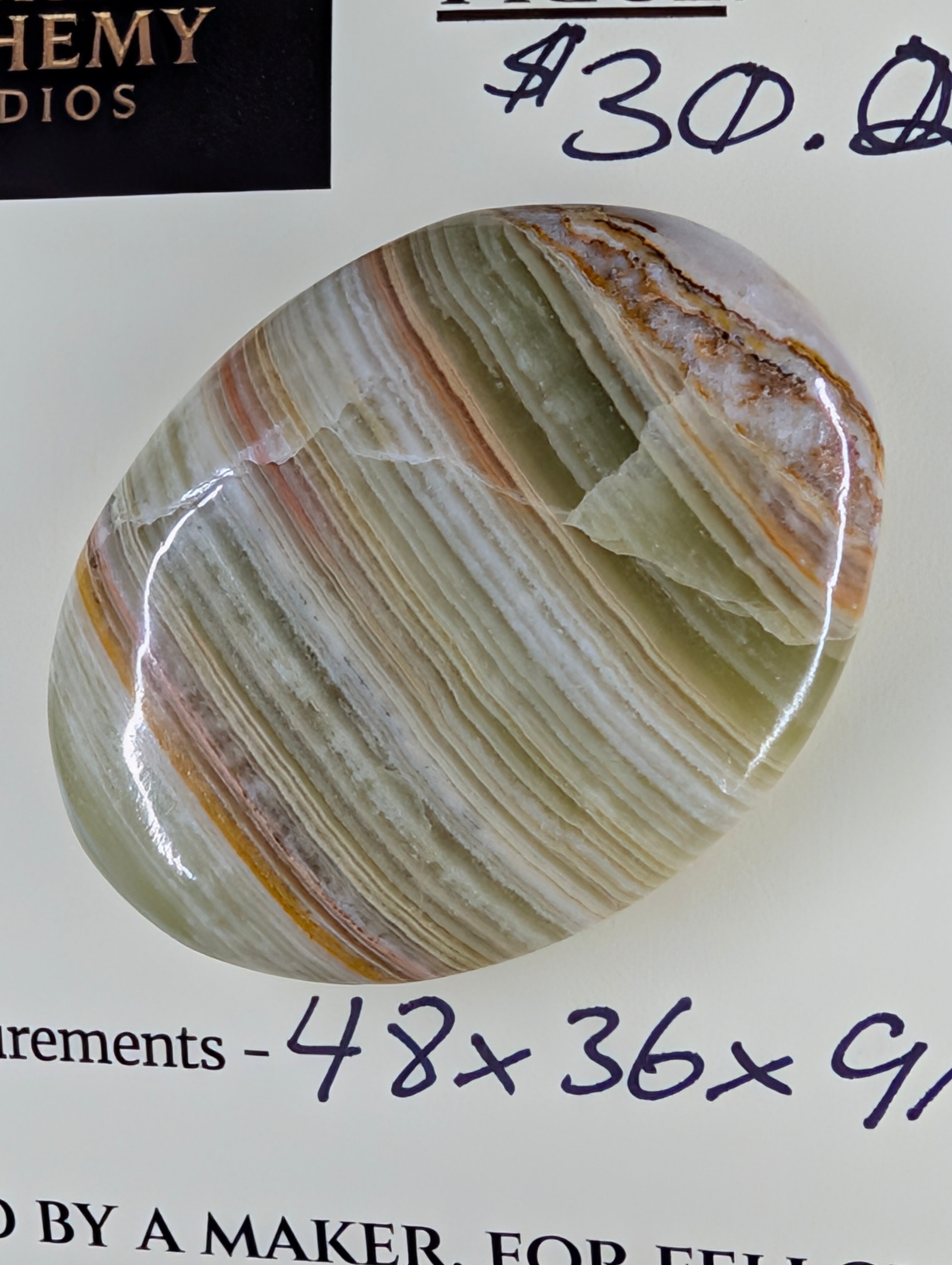 Green Banded Calcite Cabochon by Sacred Alchemy Studios